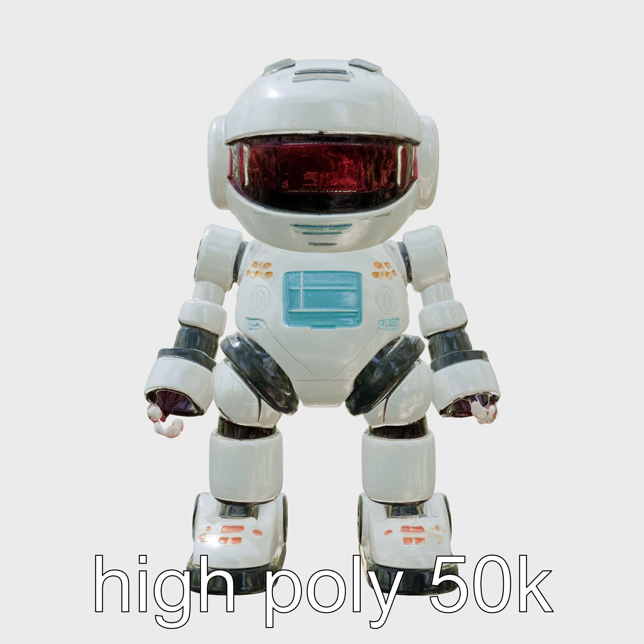 Stylish Robot Assistant with Neon Indicators Low-poly 3D model_11