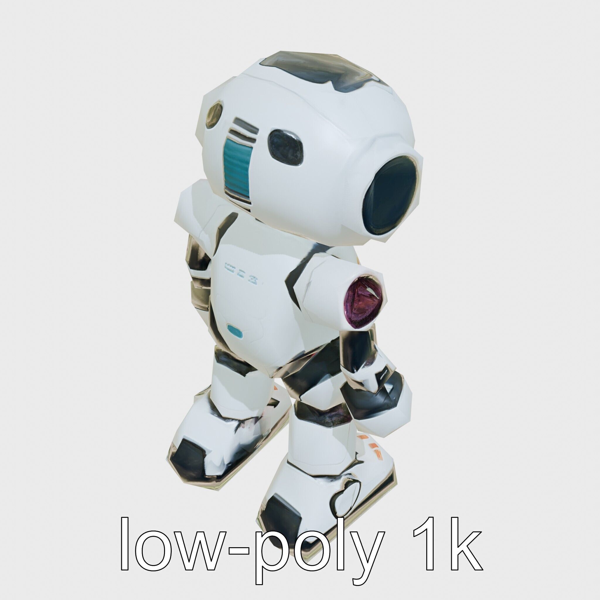 Stylish Robot Assistant with Neon Indicators Low-poly 3D model_24