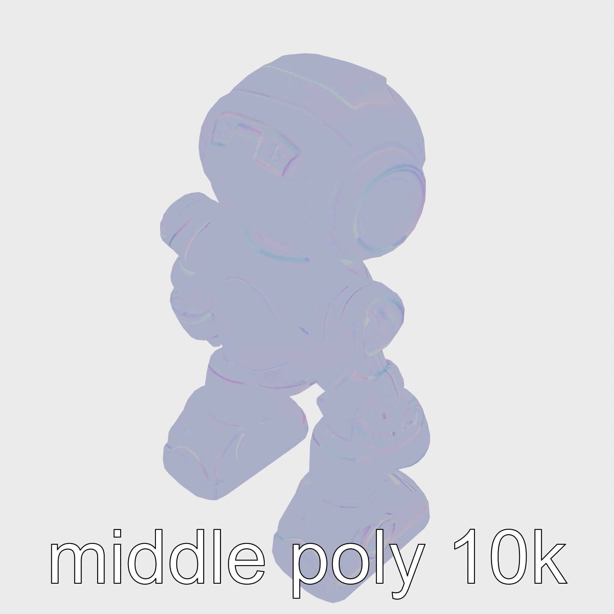 Stylish Robot Assistant with Neon Indicators Low-poly 3D model_17