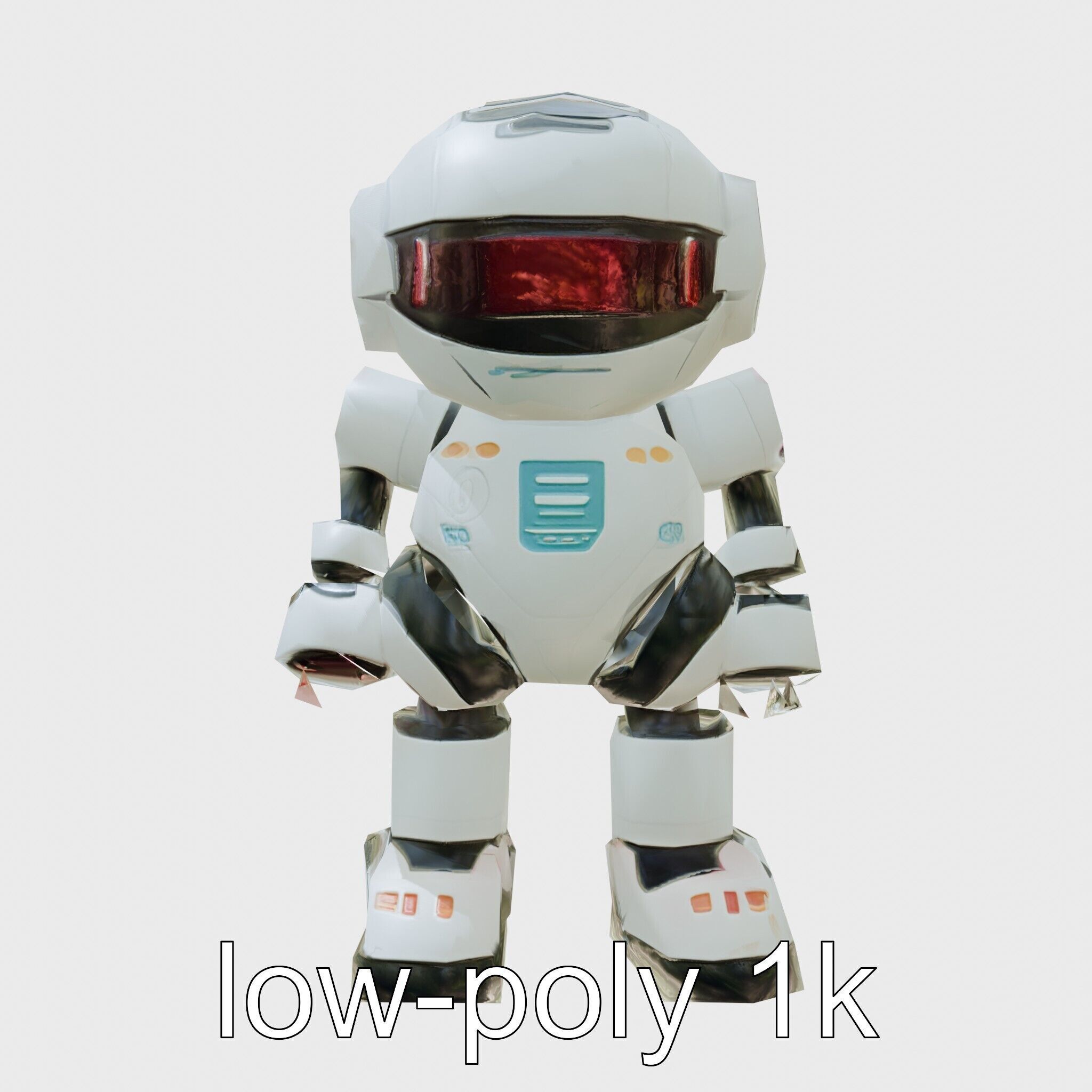 Stylish Robot Assistant with Neon Indicators Low-poly 3D model_15