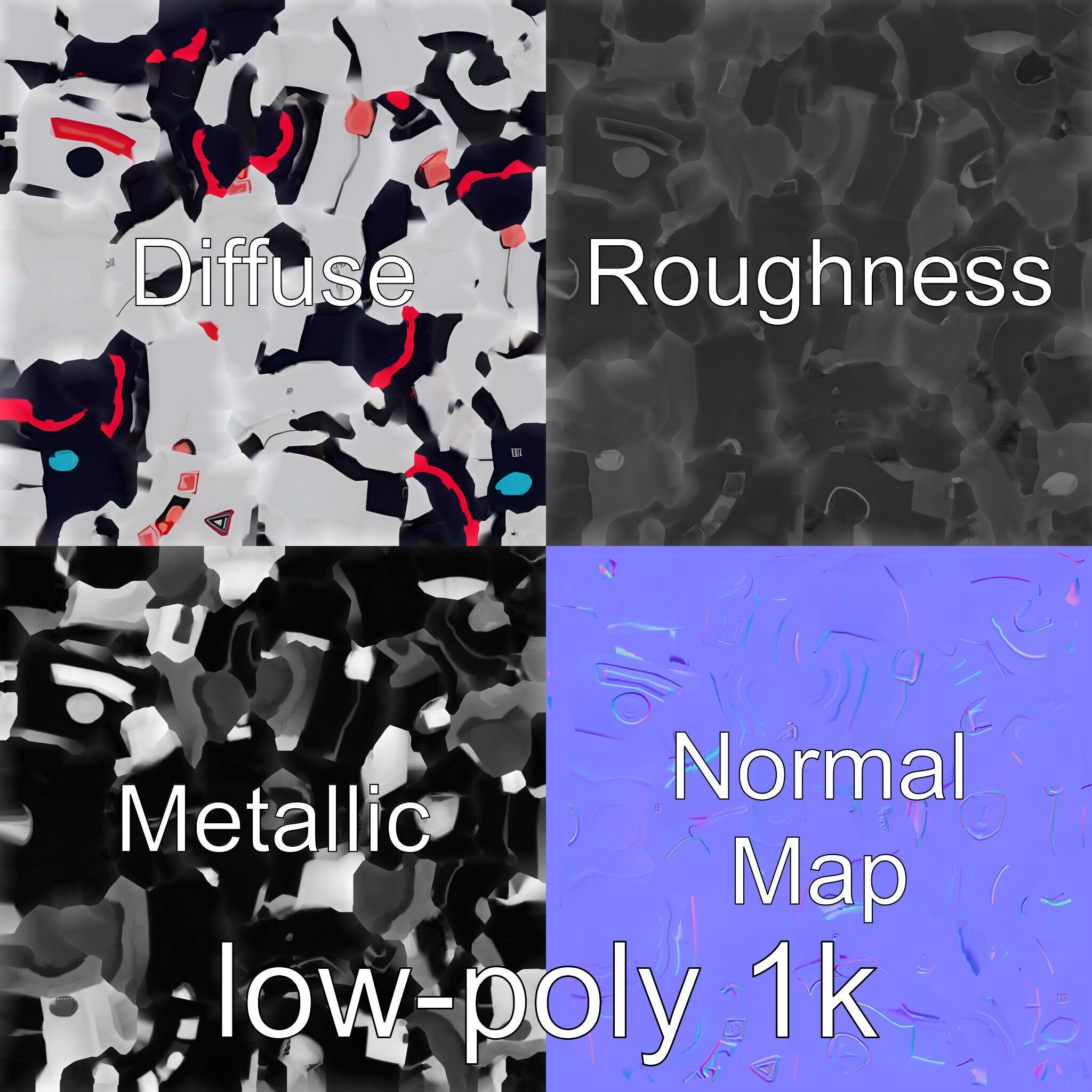 Stylish Neon Indicator Toy Robot Assistant Low-poly 3D model_4