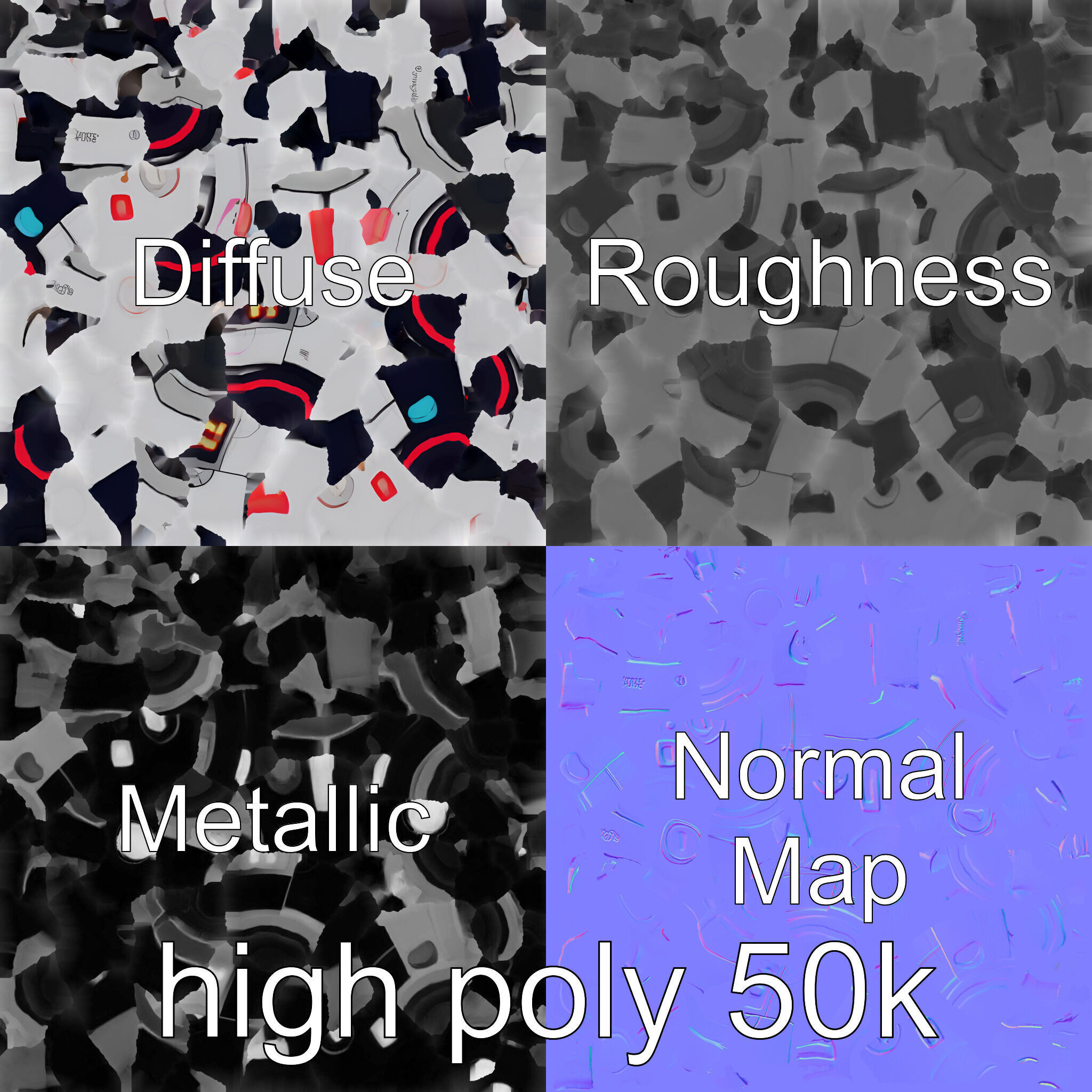 Stylish Neon Indicator Toy Robot Assistant Low-poly 3D model_31