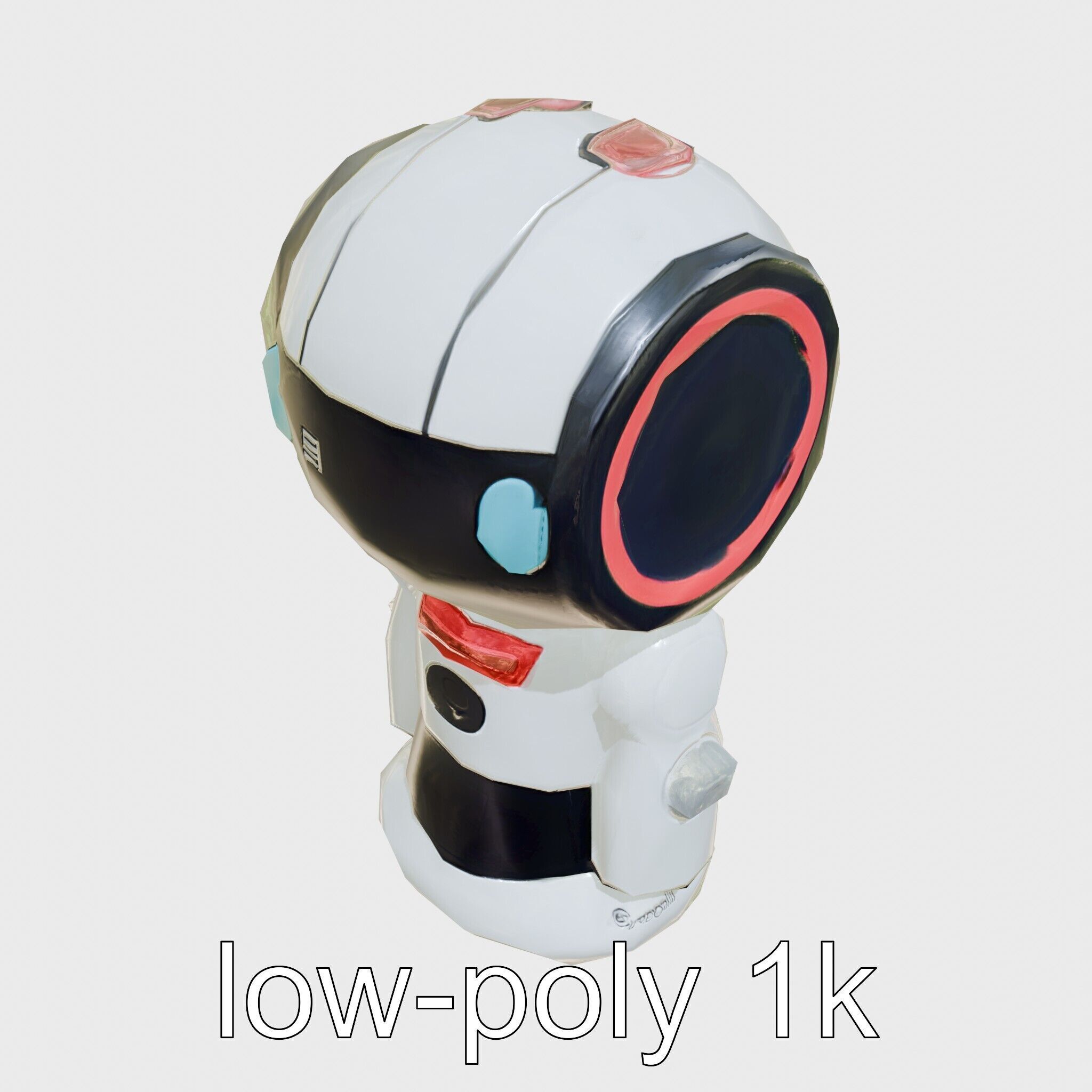Stylish Neon Indicator Toy Robot Assistant Low-poly 3D model_14