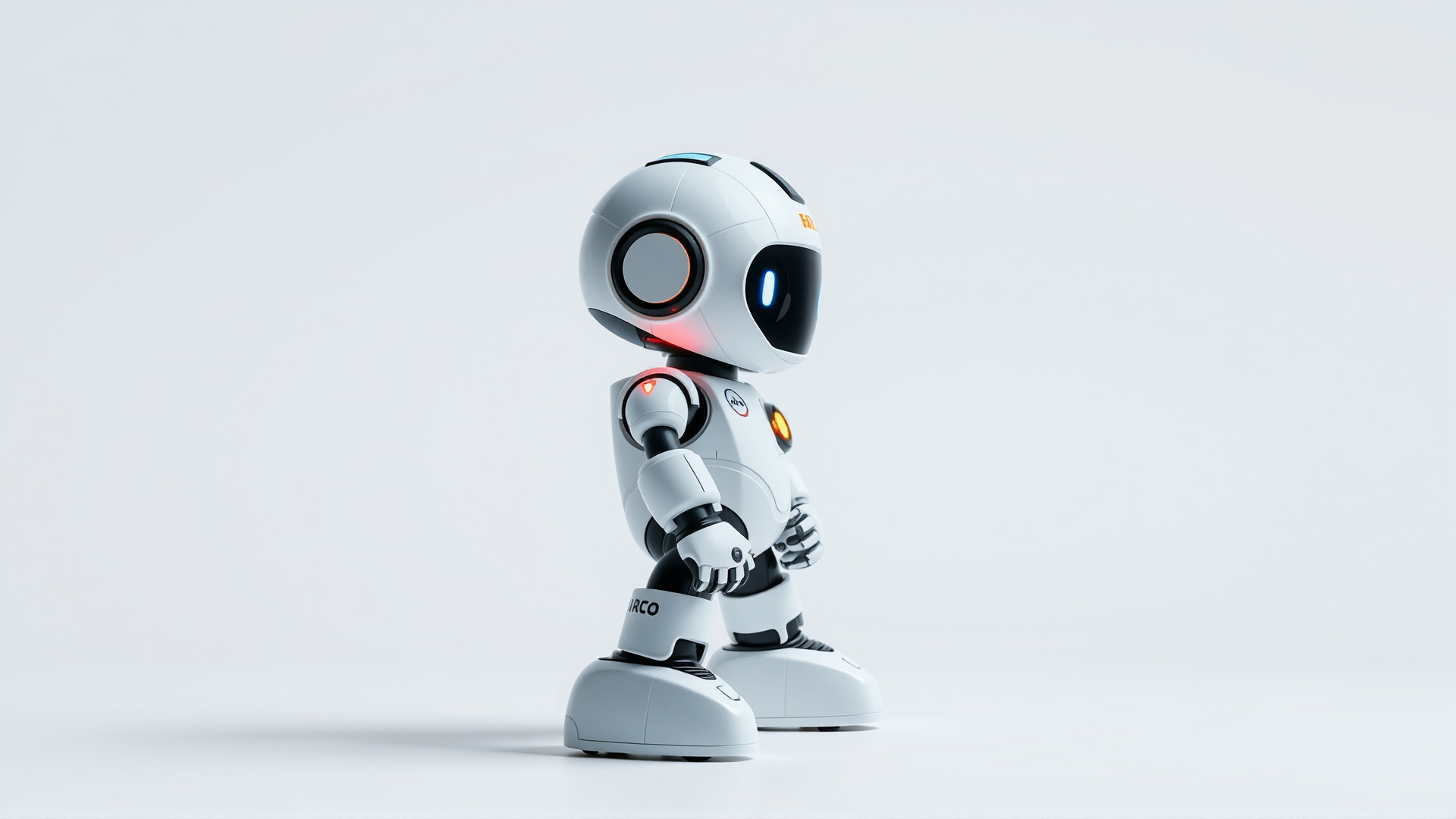 Stylish Toy Robot Assistant with Neon Indicators Low-poly 3D model_6