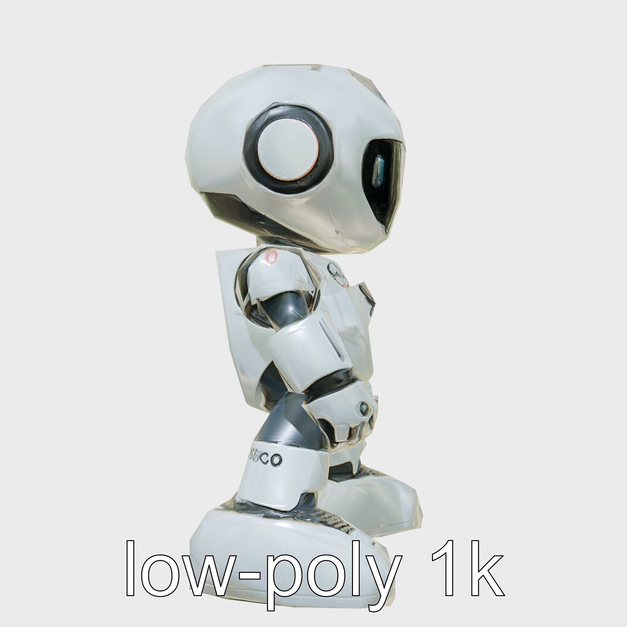 Stylish Toy Robot Assistant with Neon Indicators Low-poly 3D model_7