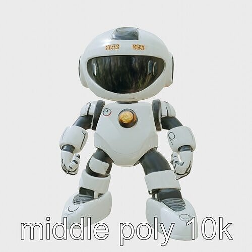 Stylish Toy Robot Assistant with Neon Indicators Low-poly 3D model