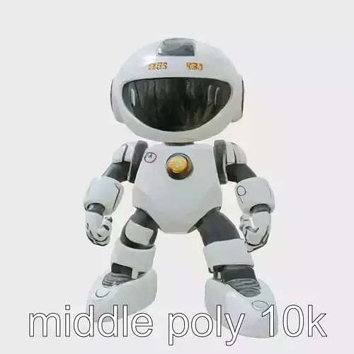Stylish Toy Robot Assistant with Neon Indicators Low-poly 3D model