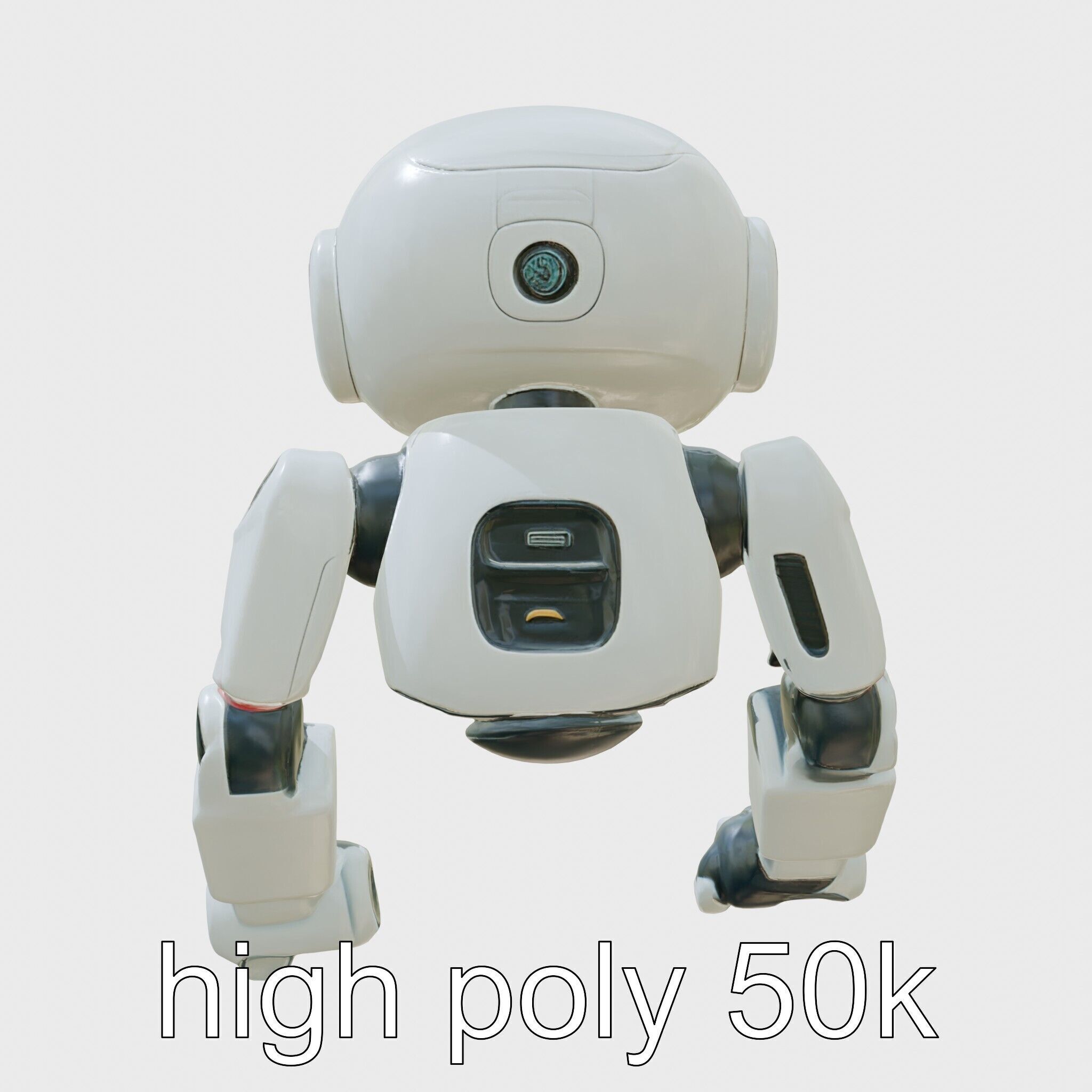 Stylish Toy Robot Assistant with Neon Indicators Low-poly 3D model_5
