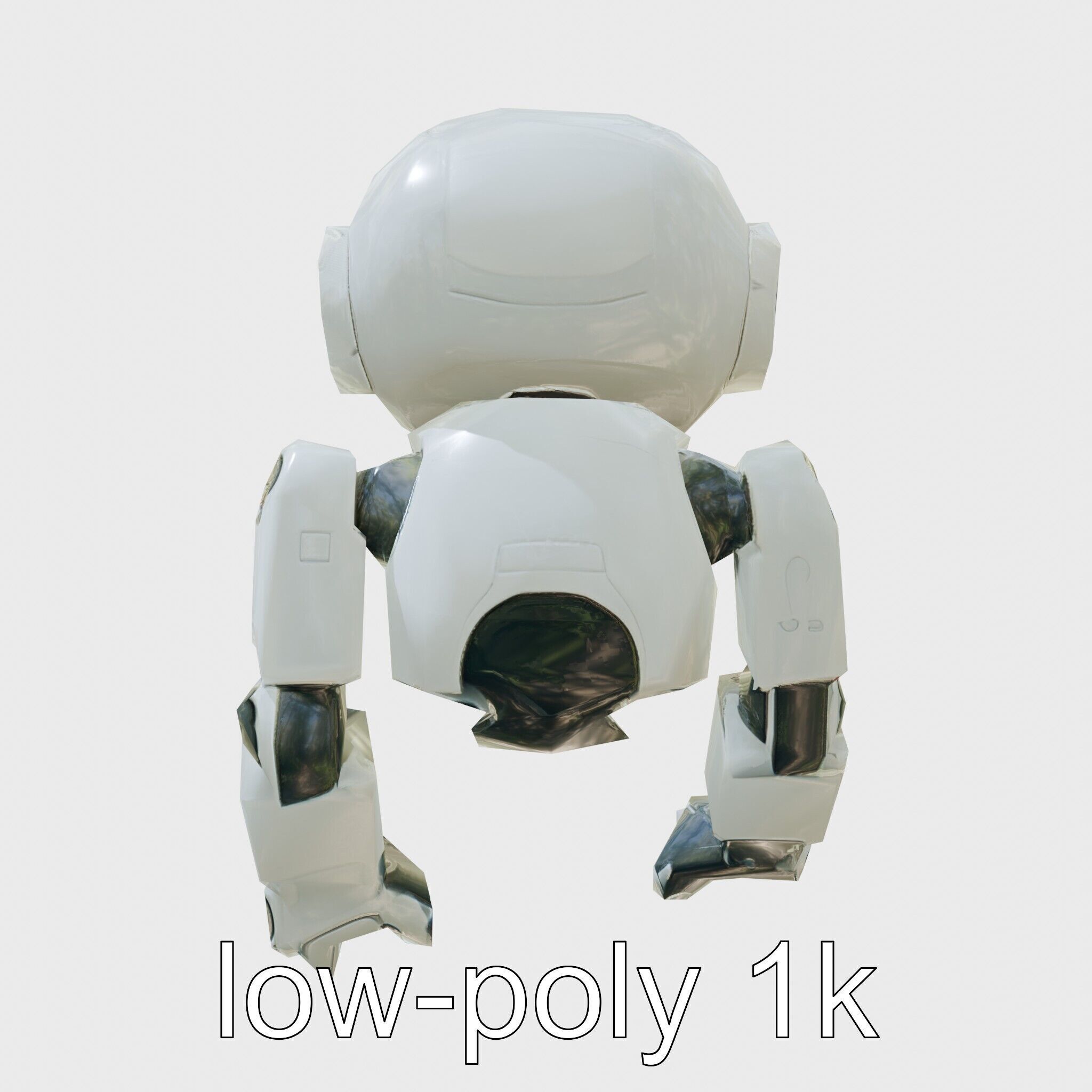 Stylish Toy Robot Assistant with Neon Indicators Low-poly 3D model_7