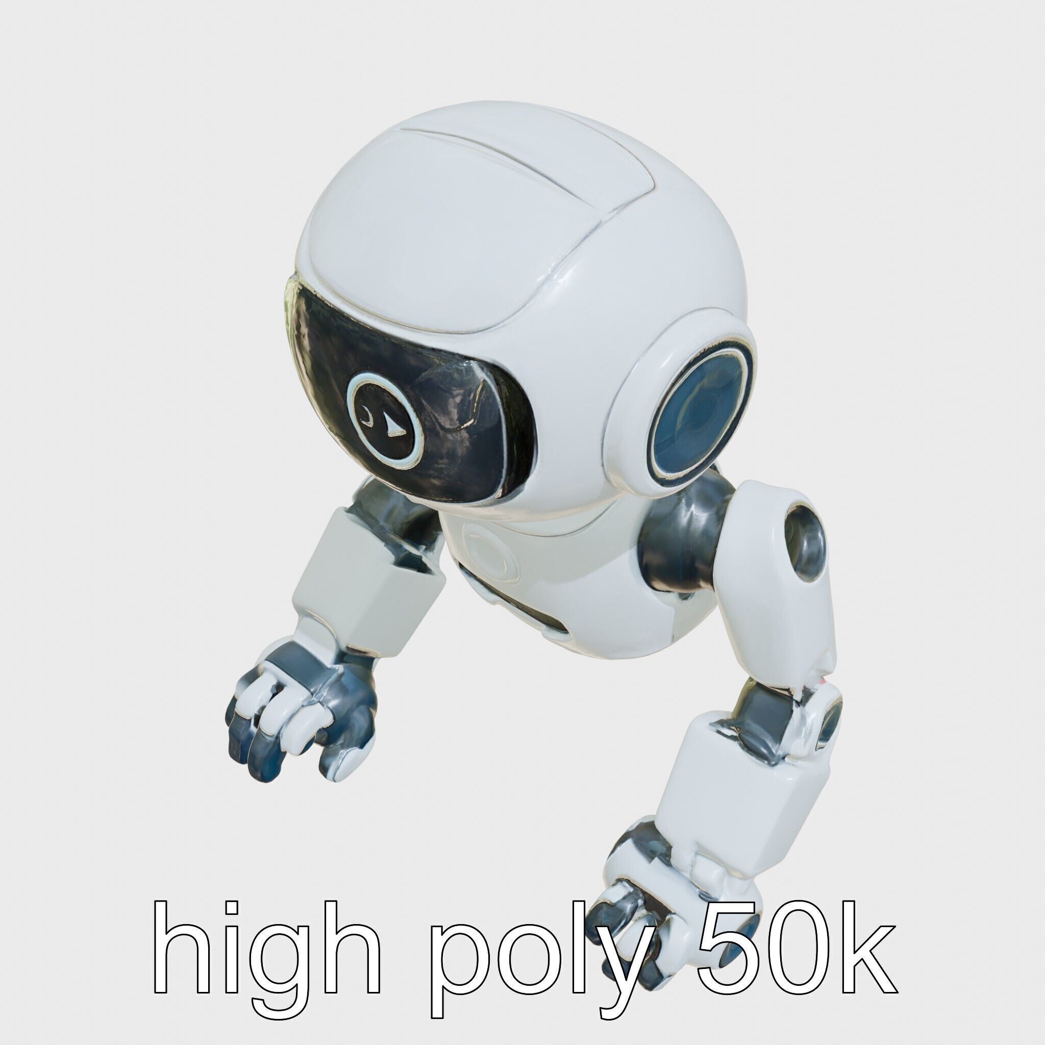 Stylish Toy Robot Assistant with Neon Indicators Low-poly 3D model_11