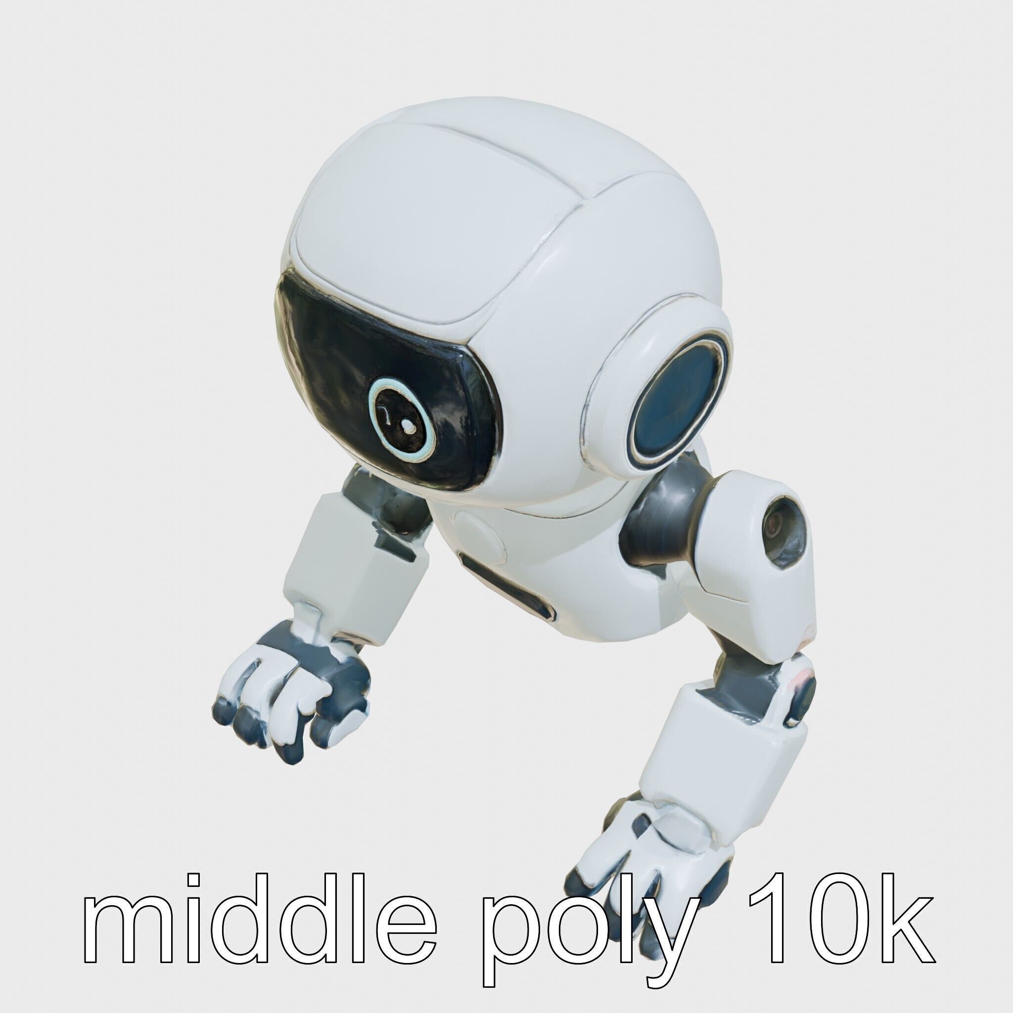 Stylish Toy Robot Assistant with Neon Indicators Low-poly 3D model_12