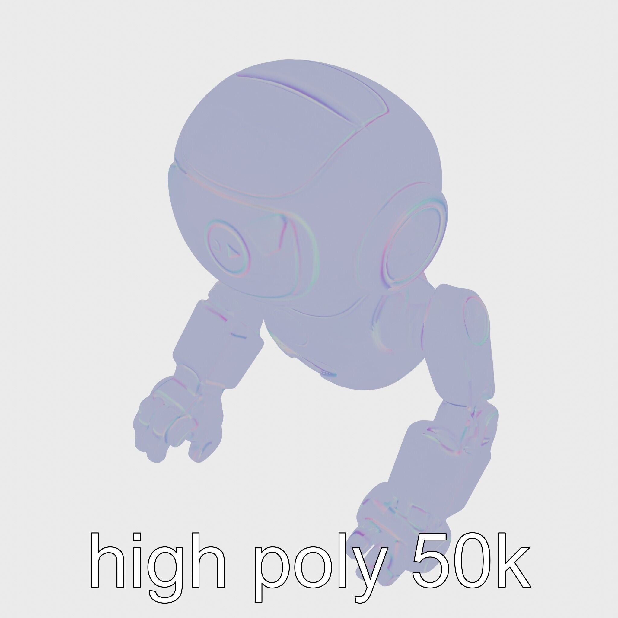 Stylish Toy Robot Assistant with Neon Indicators Low-poly 3D model_22