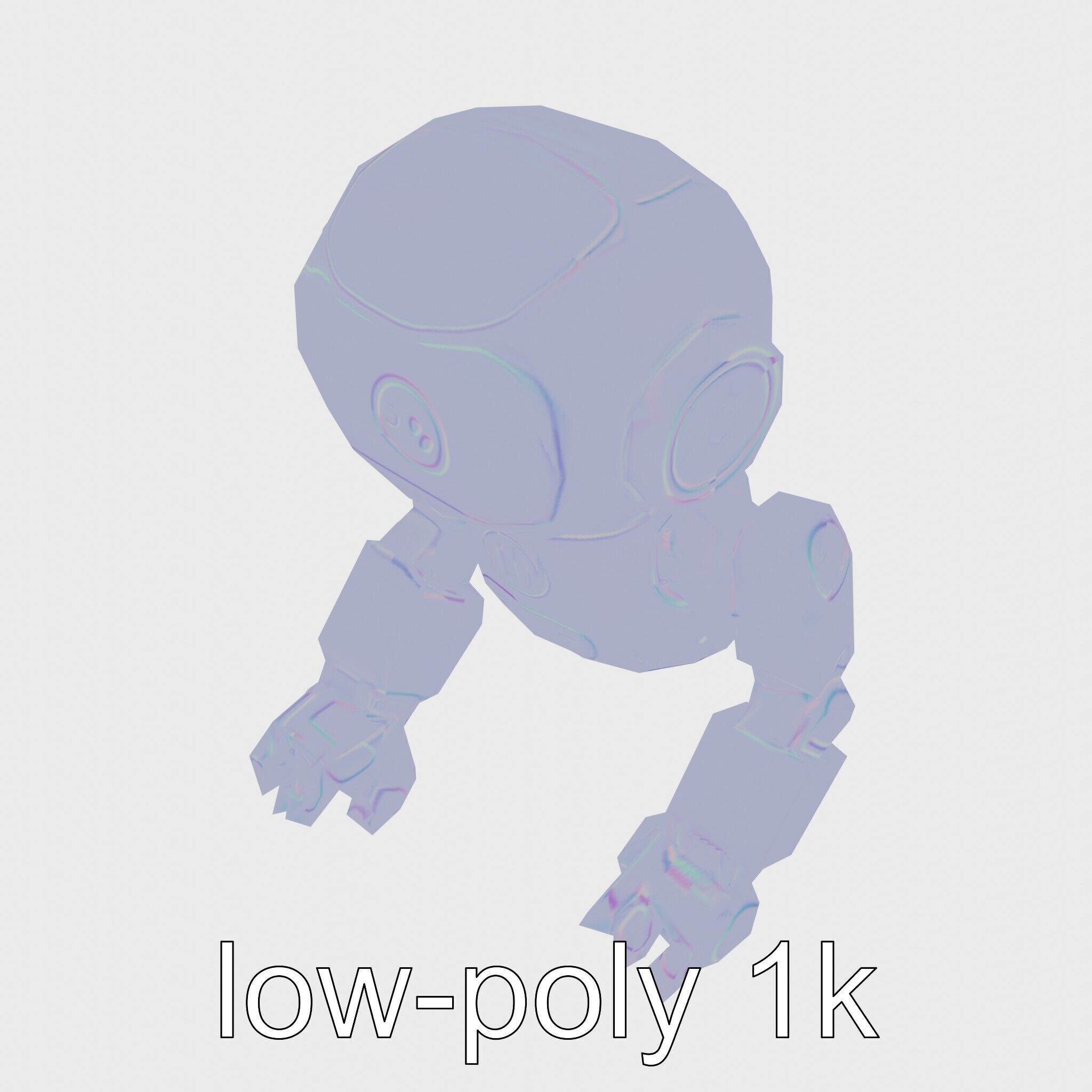 Stylish Toy Robot Assistant with Neon Indicators Low-poly 3D model_16