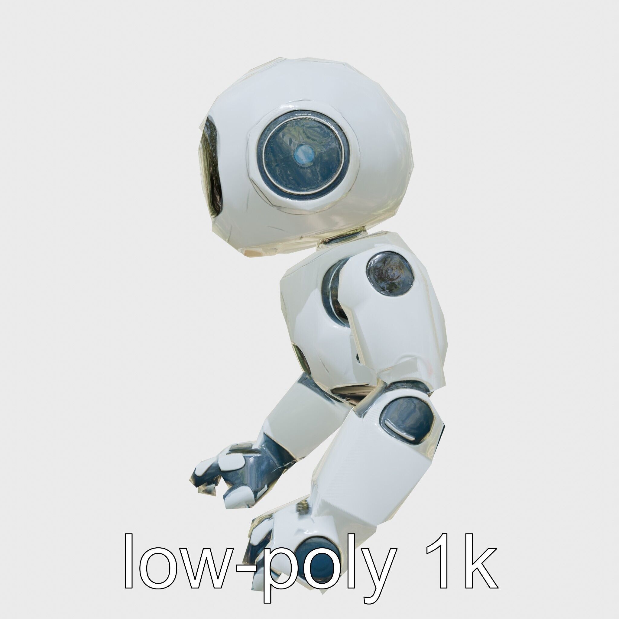 Stylish Toy Robot Assistant with Neon Indicators Low-poly 3D model_20