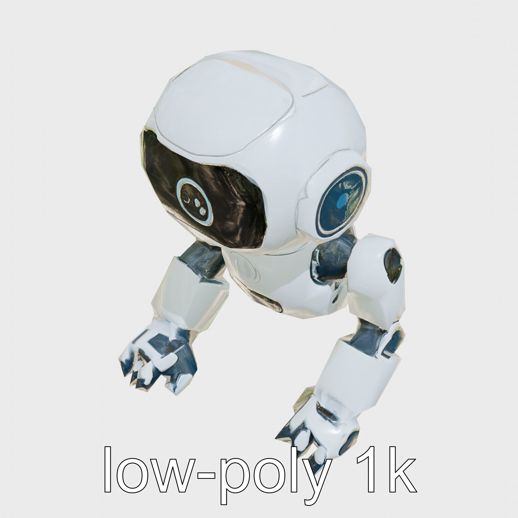 Stylish Toy Robot Assistant with Neon Indicators Low-poly 3D model_31