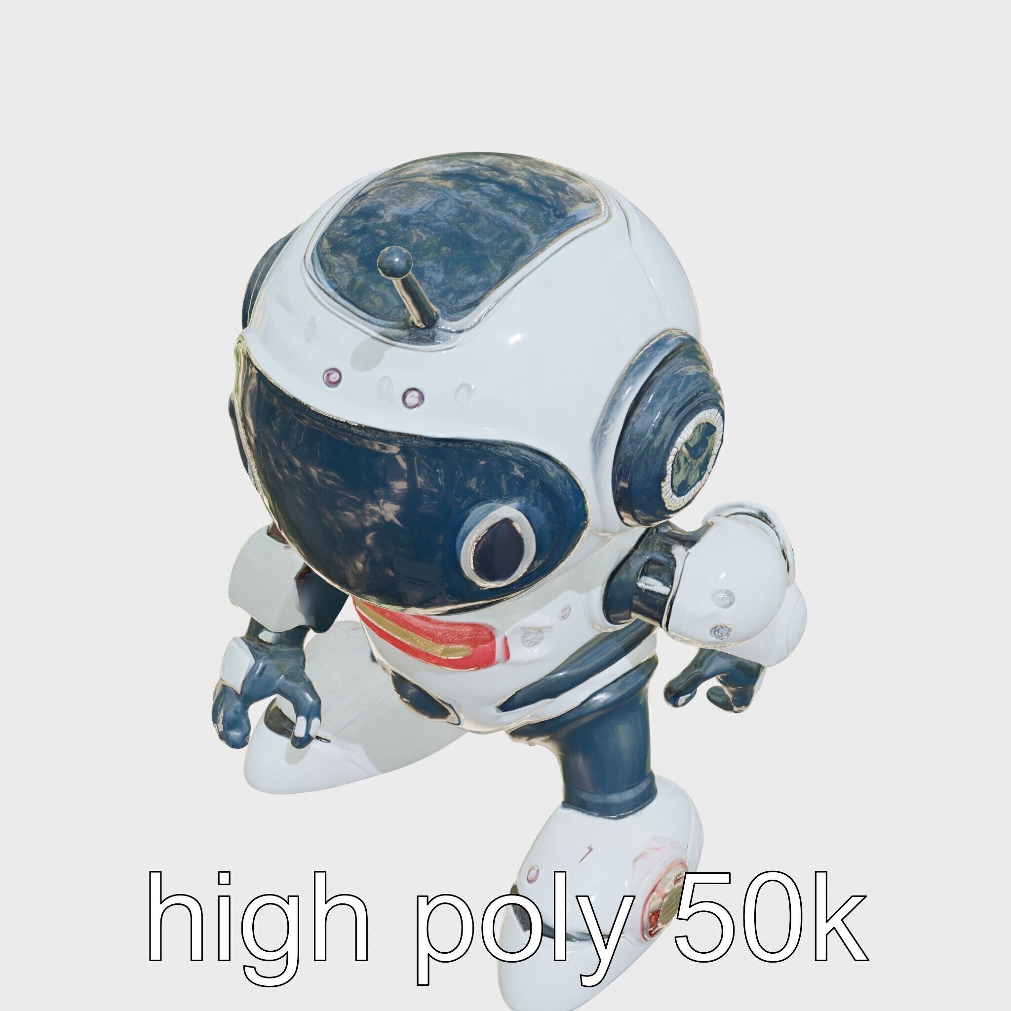 Stylish Neon Robot Assistant with Interactive Features Low-poly 3D model_30