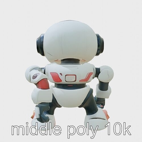 Stylish Neon Robot Assistant with Interactive Features Low-poly 3D model