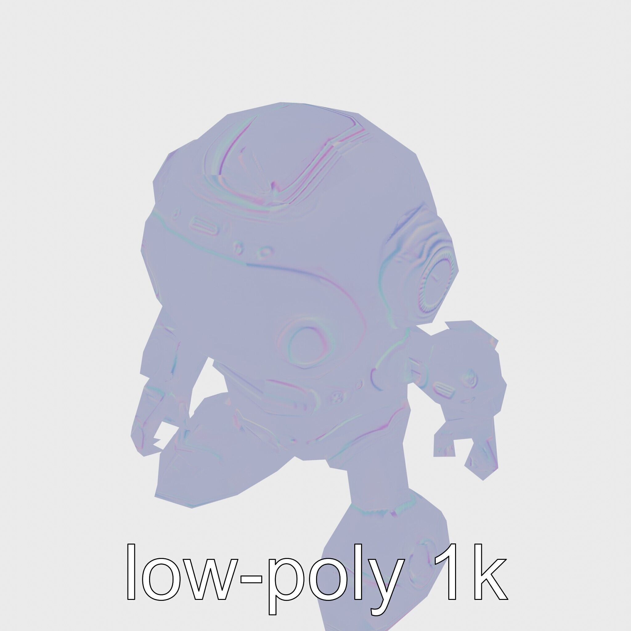 Stylish Neon Robot Assistant with Interactive Features Low-poly 3D model_15