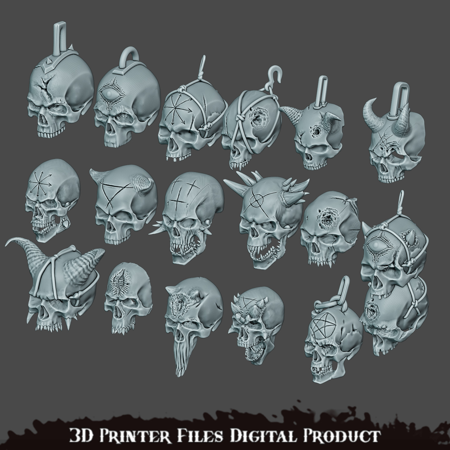 Chaos Space Marines Skulls Set 3D print model_1