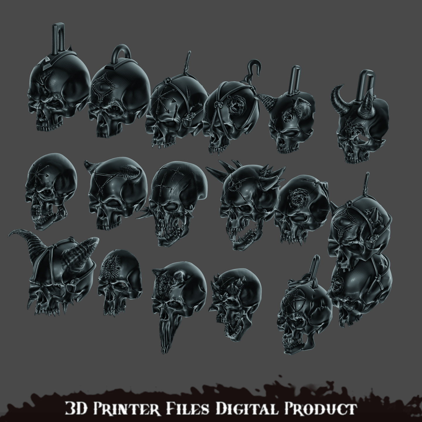 Chaos Space Marines Skulls Set 3D print model_5