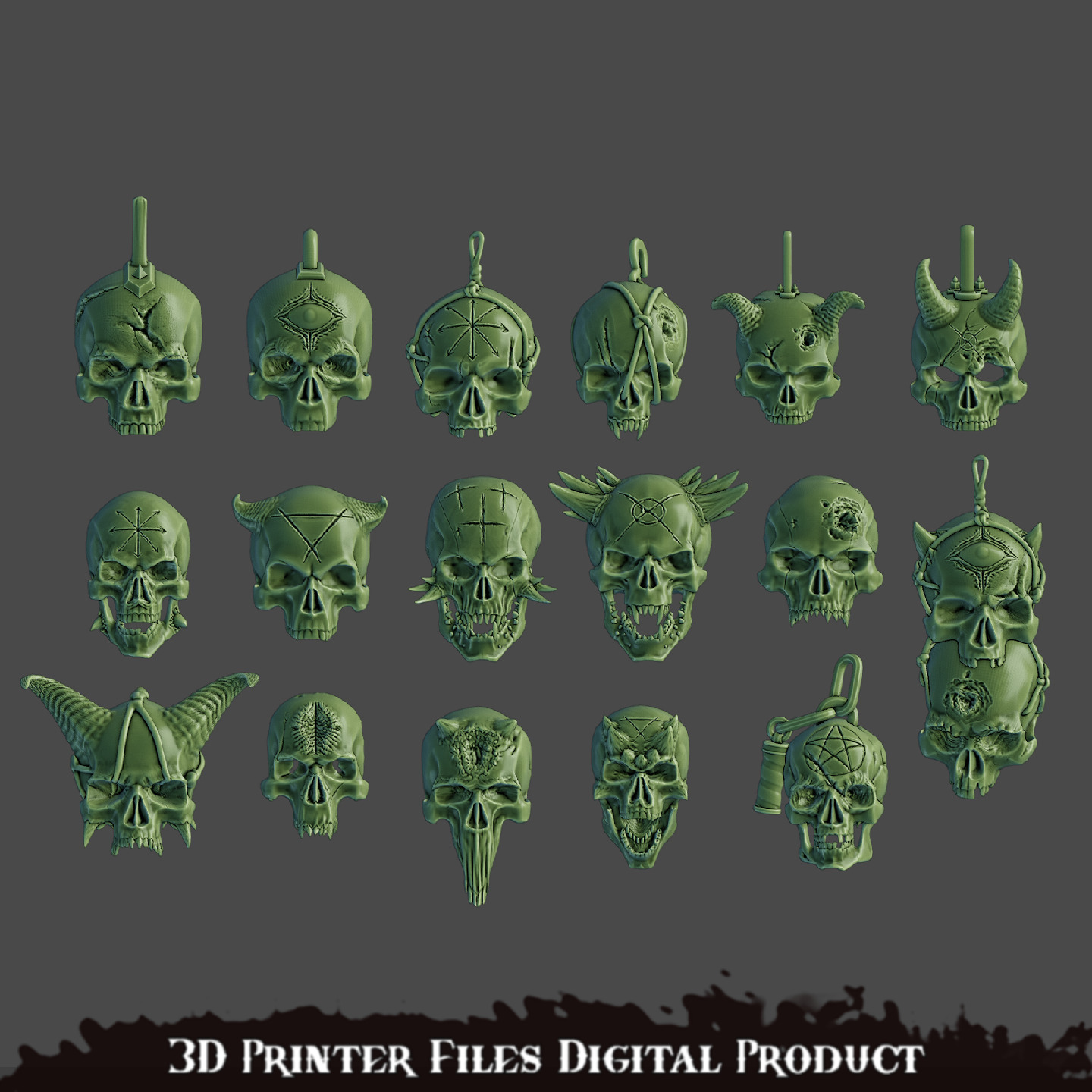 Chaos Space Marines Skulls Set 3D print model_9