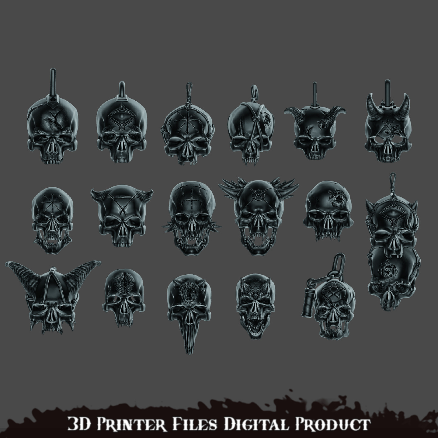 Chaos Space Marines Skulls Set 3D print model_4