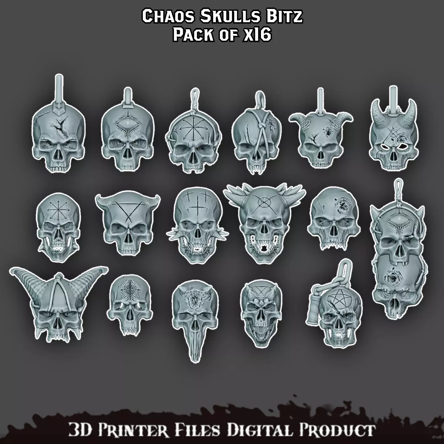 Chaos Space Marines Skulls Set 3D print model_0