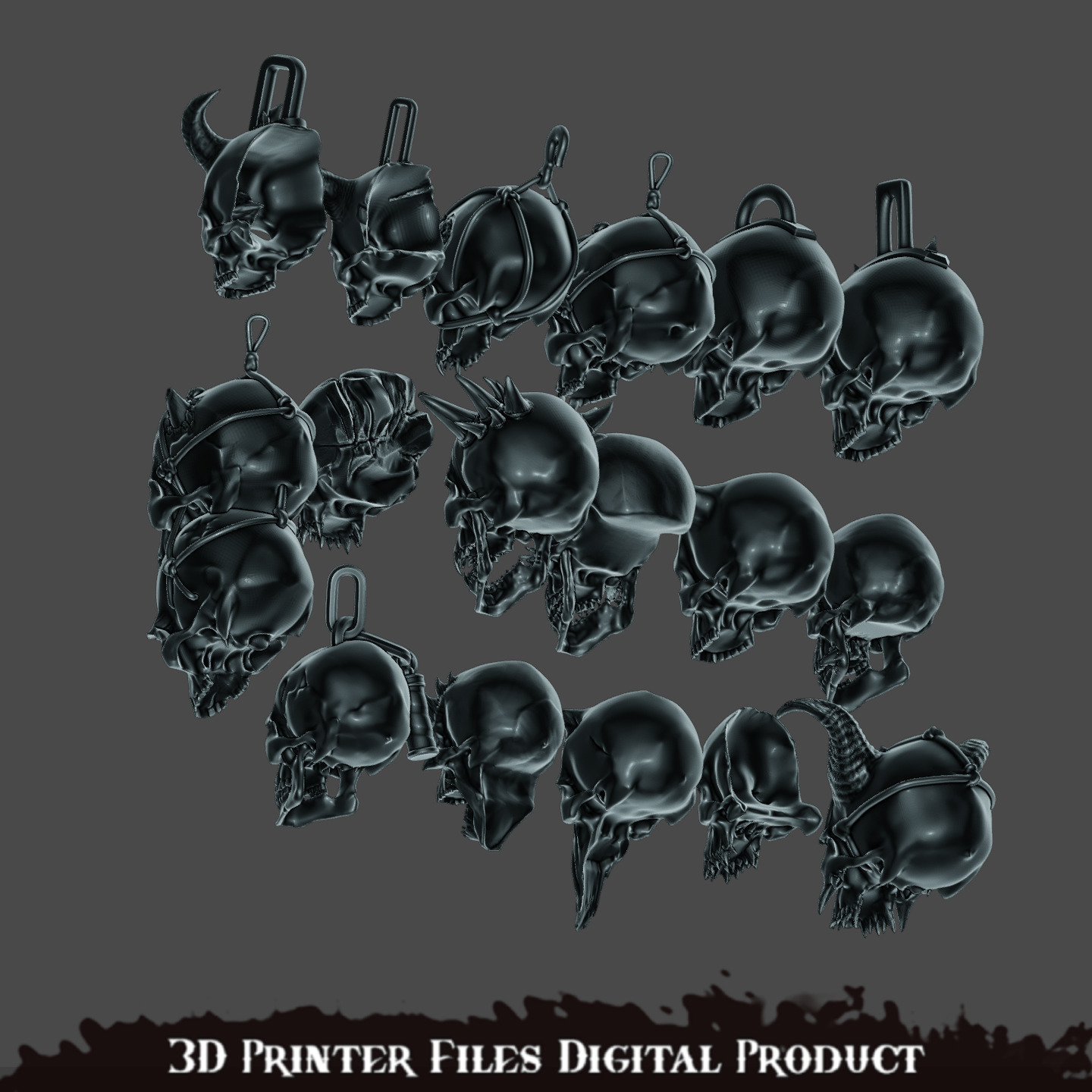 Chaos Space Marines Skulls Set 3D print model_6