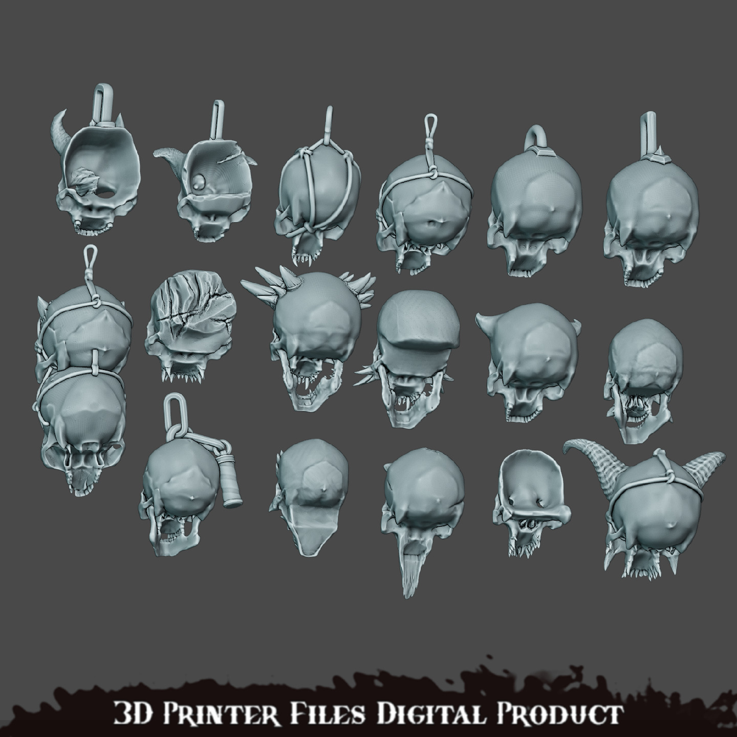 Chaos Space Marines Skulls Set 3D print model_2