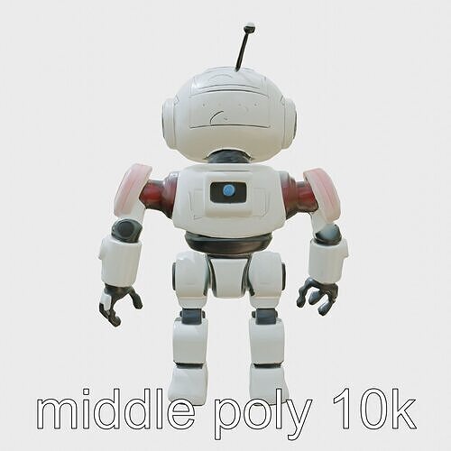 Stylish Neon-Indicated Toy Robot Assistant Low-poly 3D model