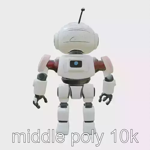 Stylish Neon-Indicated Toy Robot Assistant Low-poly 3D model