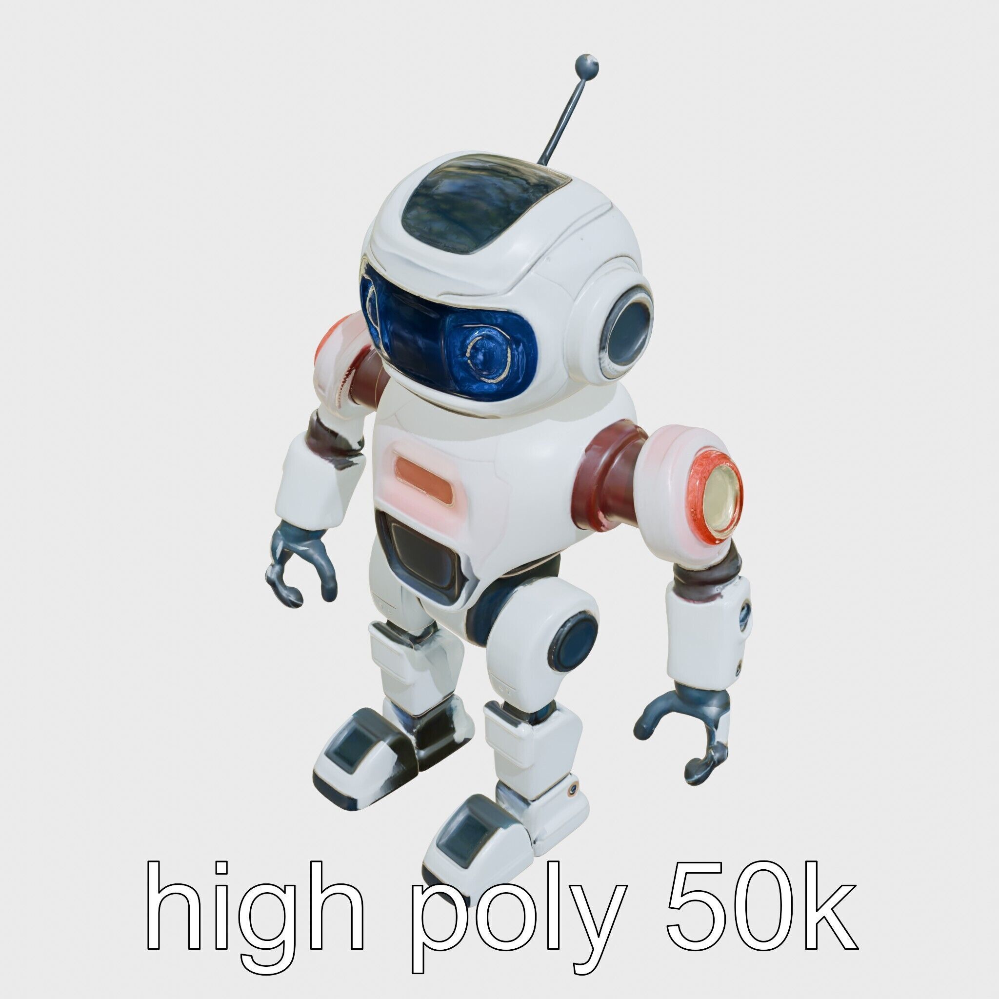 Stylish Neon-Indicated Toy Robot Assistant Low-poly 3D model_11