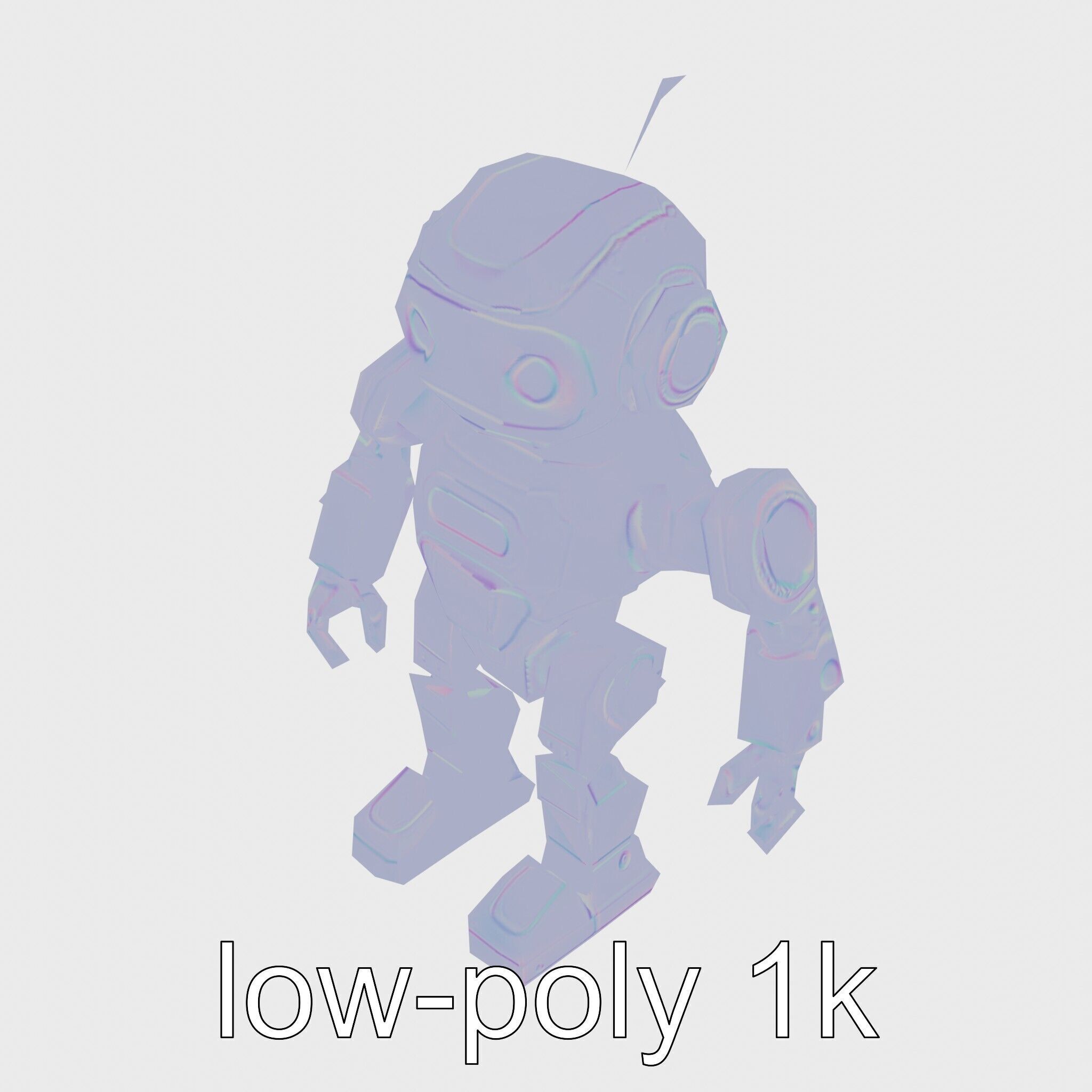 Stylish Neon-Indicated Toy Robot Assistant Low-poly 3D model_23