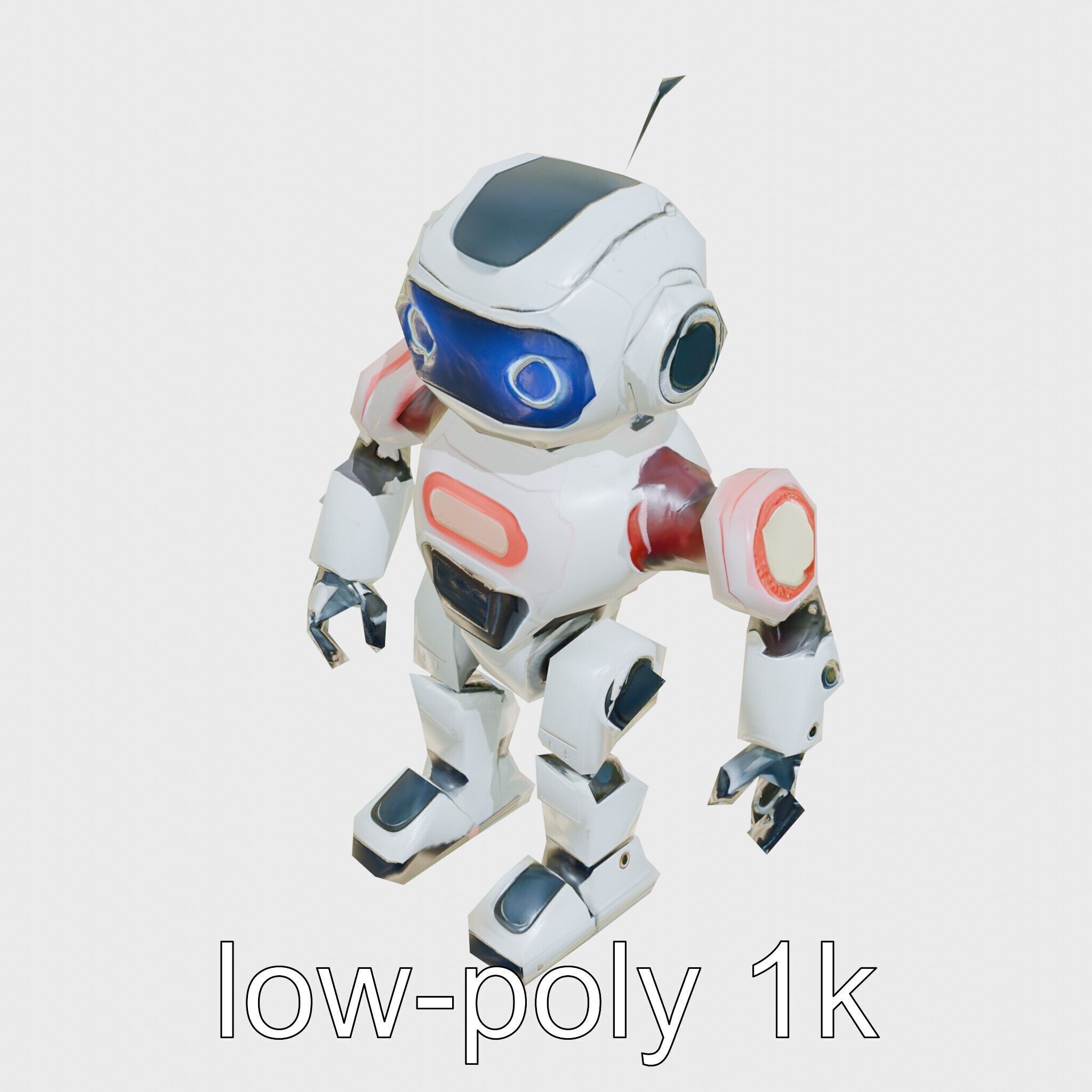 Stylish Neon-Indicated Toy Robot Assistant Low-poly 3D model_13