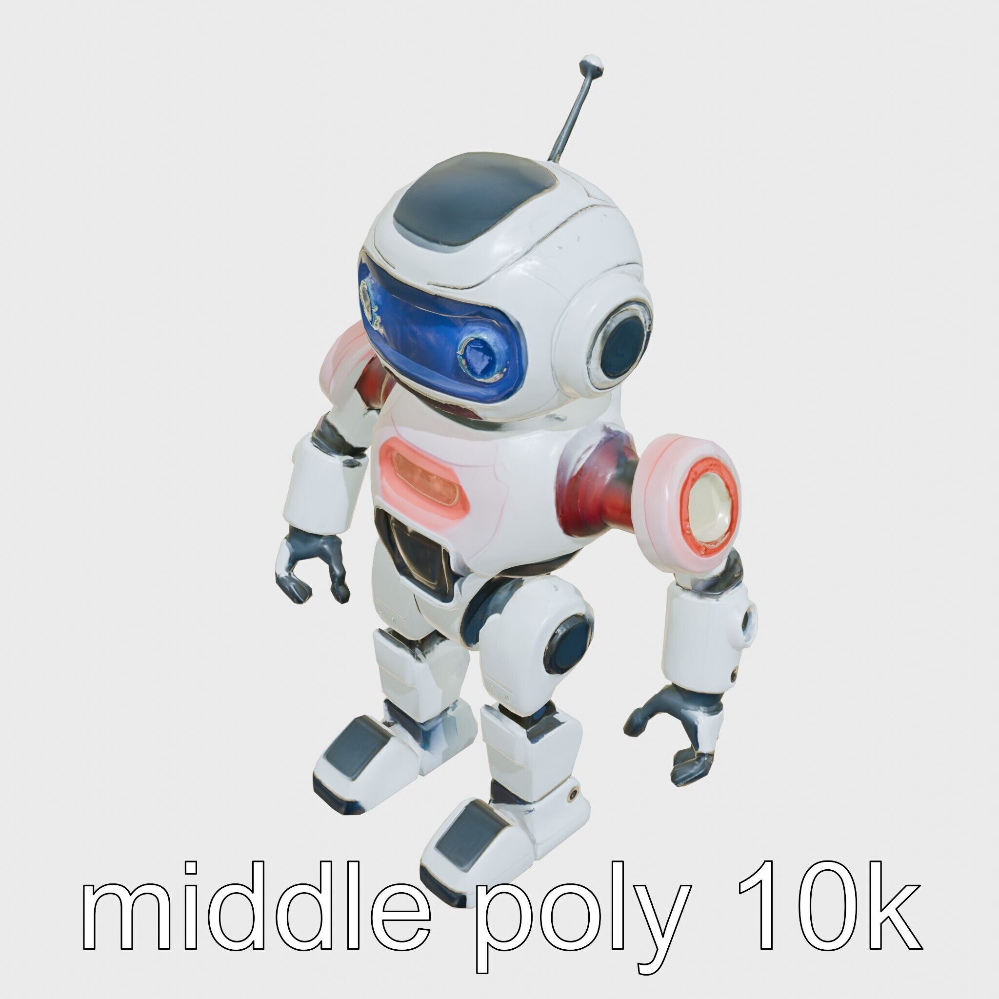 Stylish Neon-Indicated Toy Robot Assistant Low-poly 3D model_12