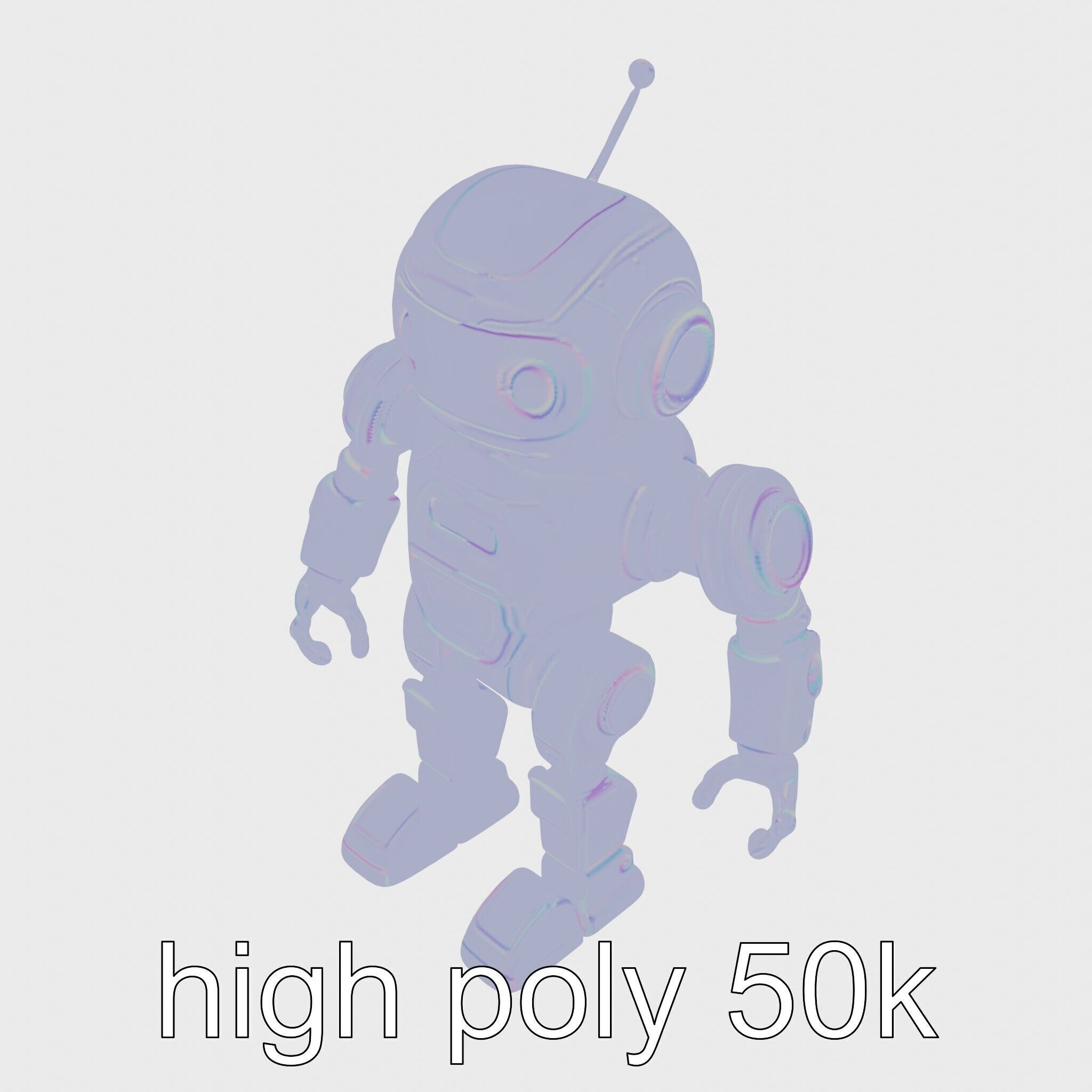 Stylish Neon-Indicated Toy Robot Assistant Low-poly 3D model_27
