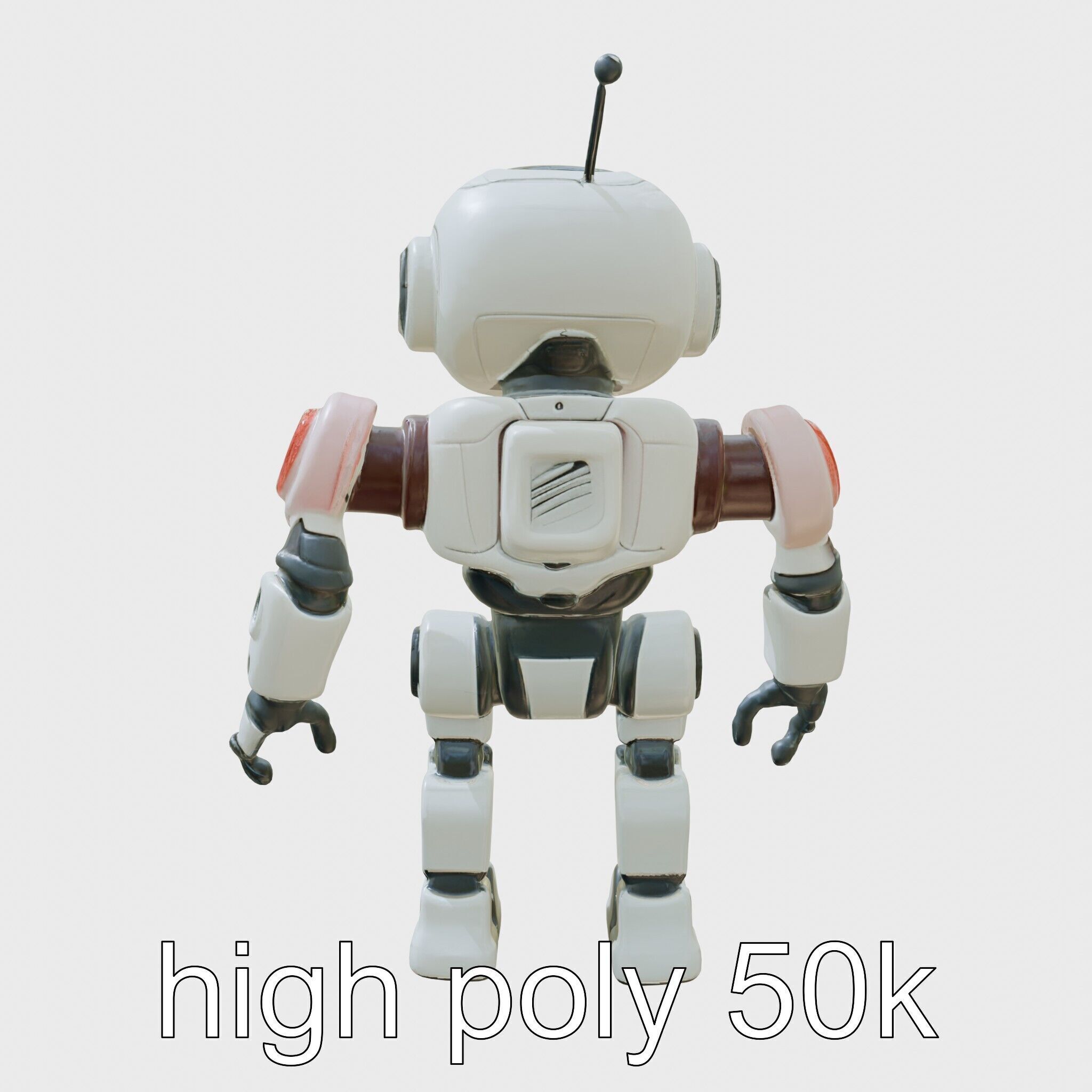 Stylish Neon-Indicated Toy Robot Assistant Low-poly 3D model_5