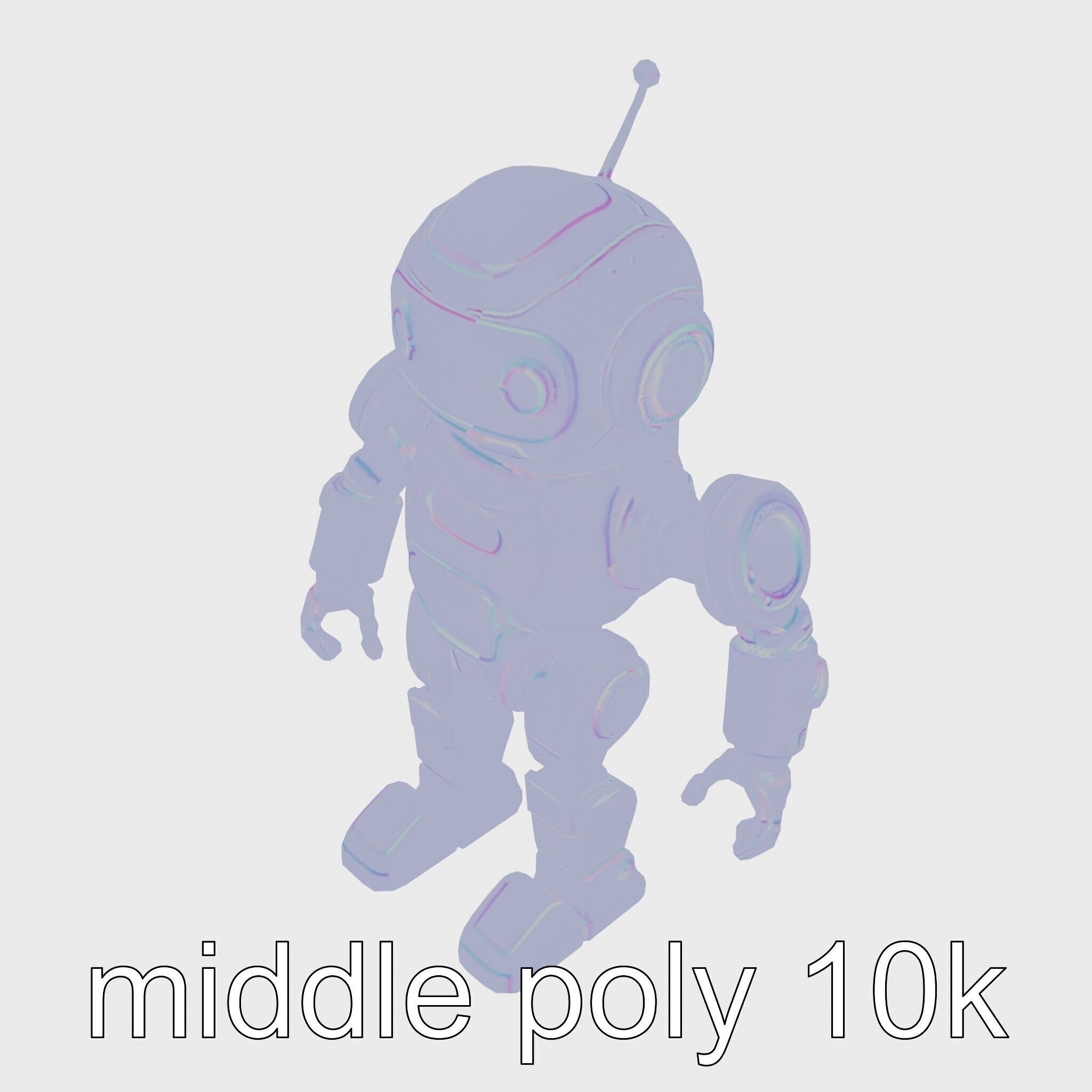 Stylish Neon-Indicated Toy Robot Assistant Low-poly 3D model_16