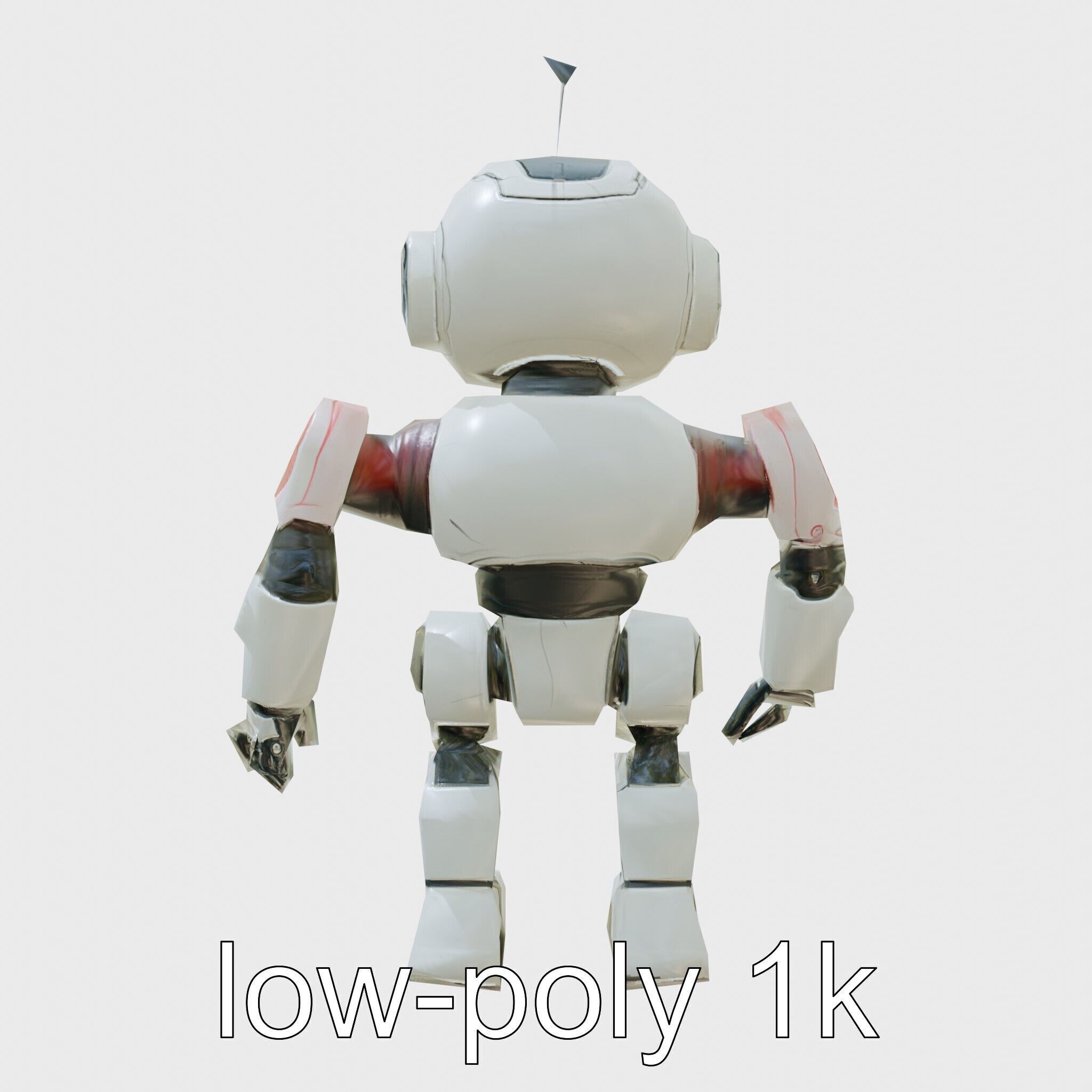 Stylish Neon-Indicated Toy Robot Assistant Low-poly 3D model_7