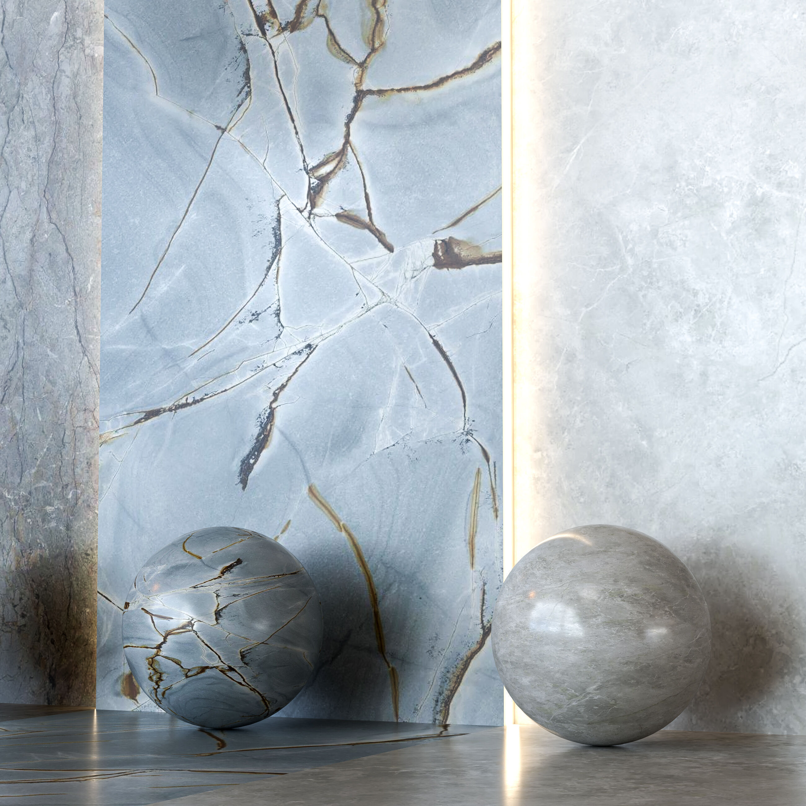 Porcelanosa Xtone 3 in1 Tile Set - Blue Roma Marble Look Texture_1