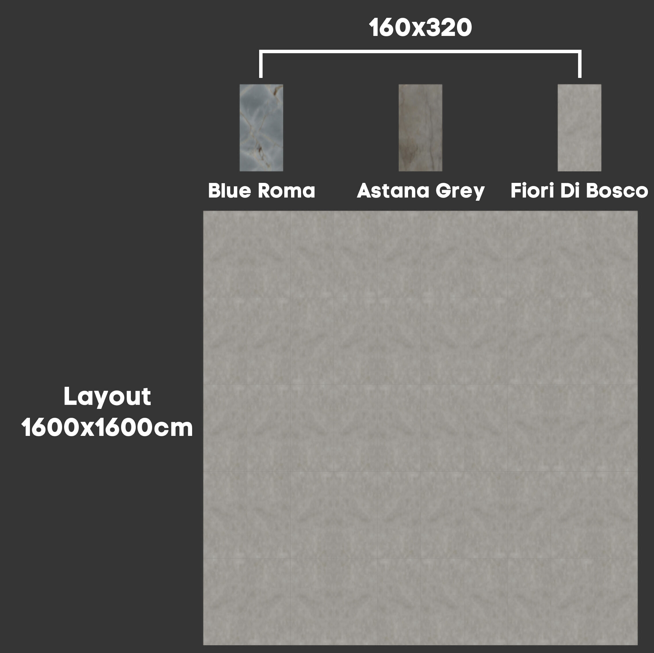 Porcelanosa Xtone 3 in1 Tile Set - Blue Roma Marble Look Texture_6