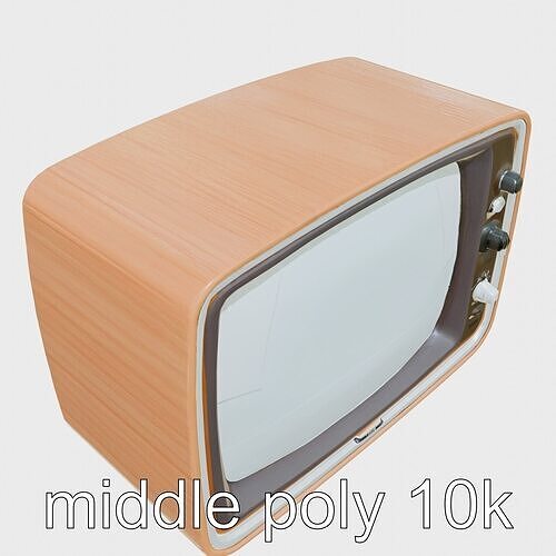 Vintage Television Set with Polished Wood Casing Low-poly 3D model