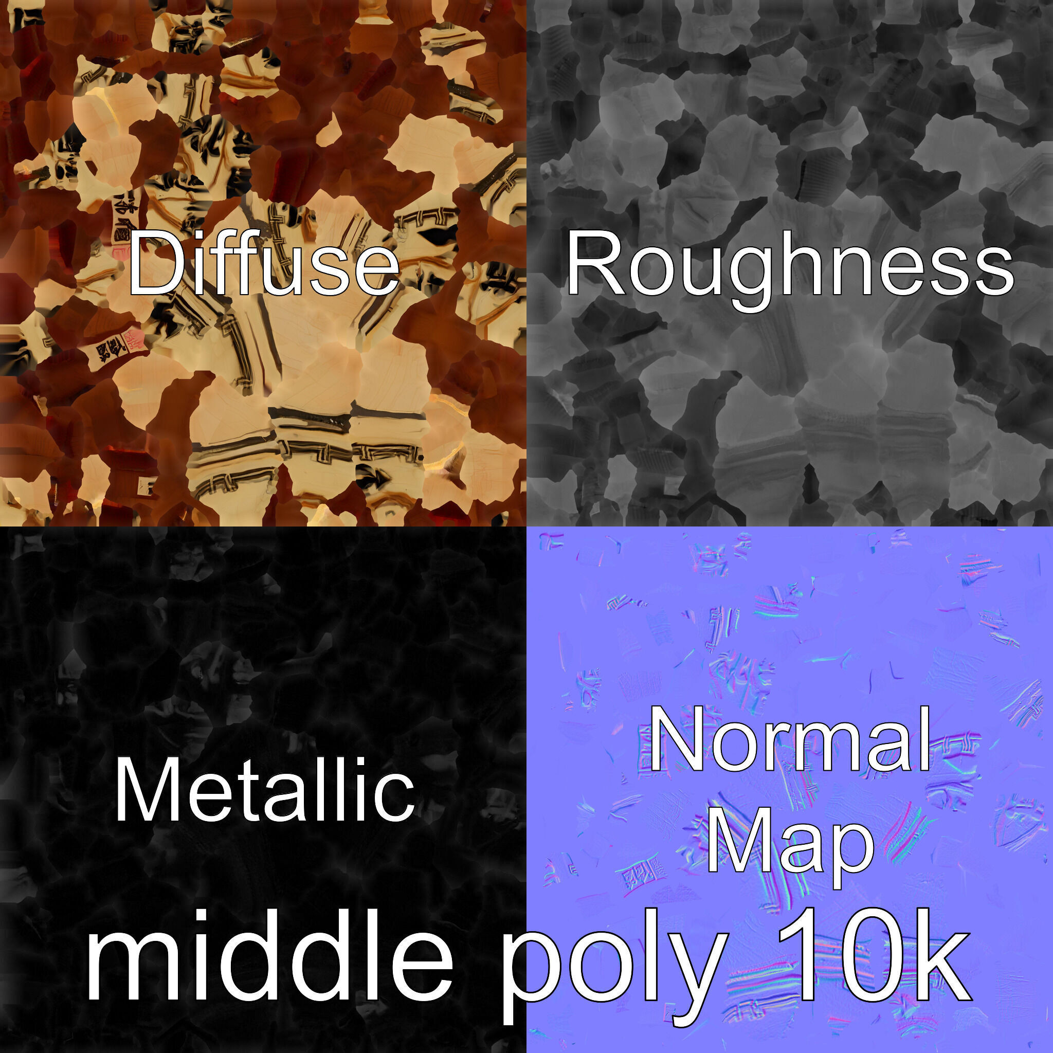 Traditional Tea Display Stand with Auspicious Symbols Low-poly 3D model_24