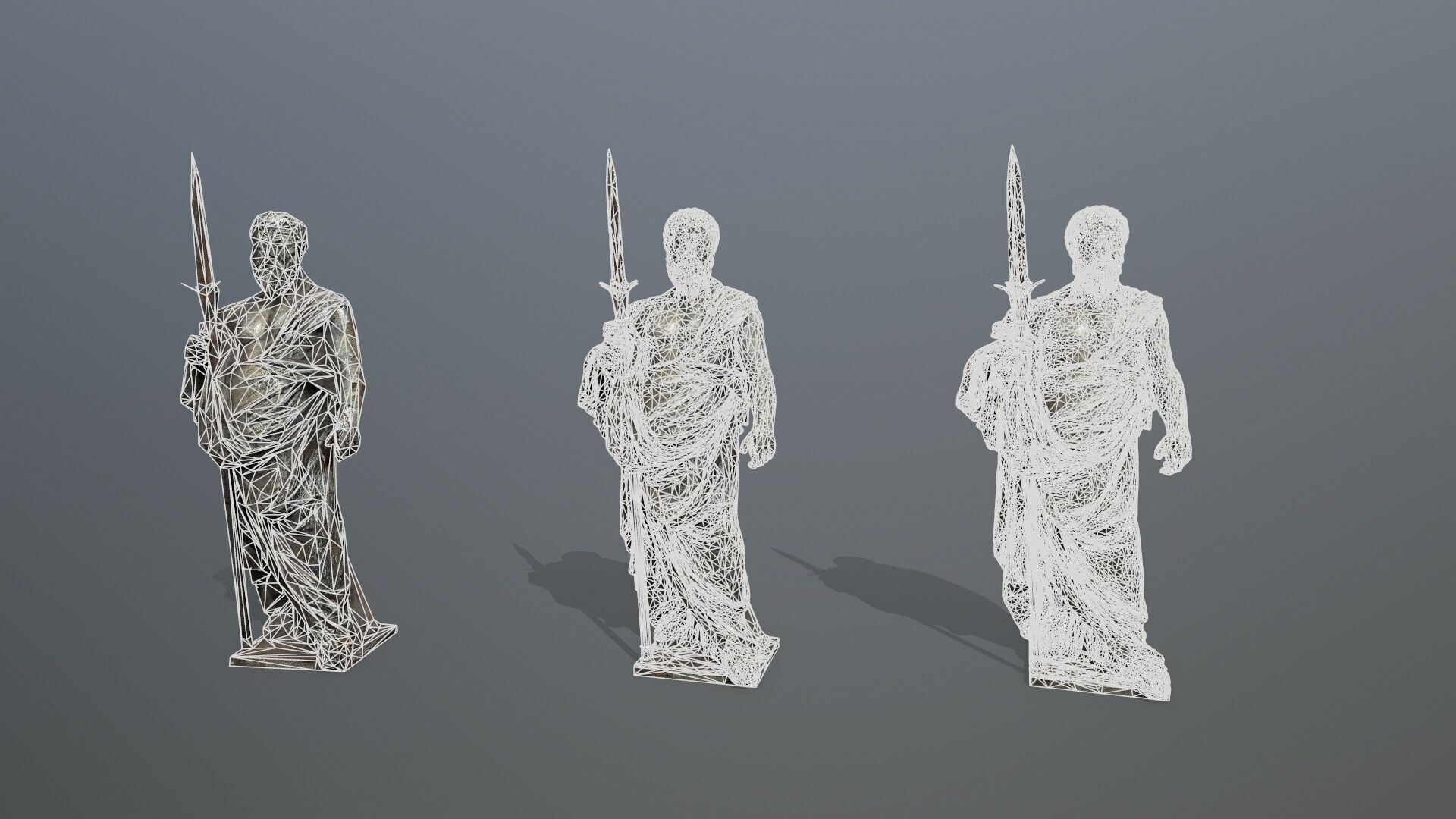 Man Statue Low-poly 3D model_12