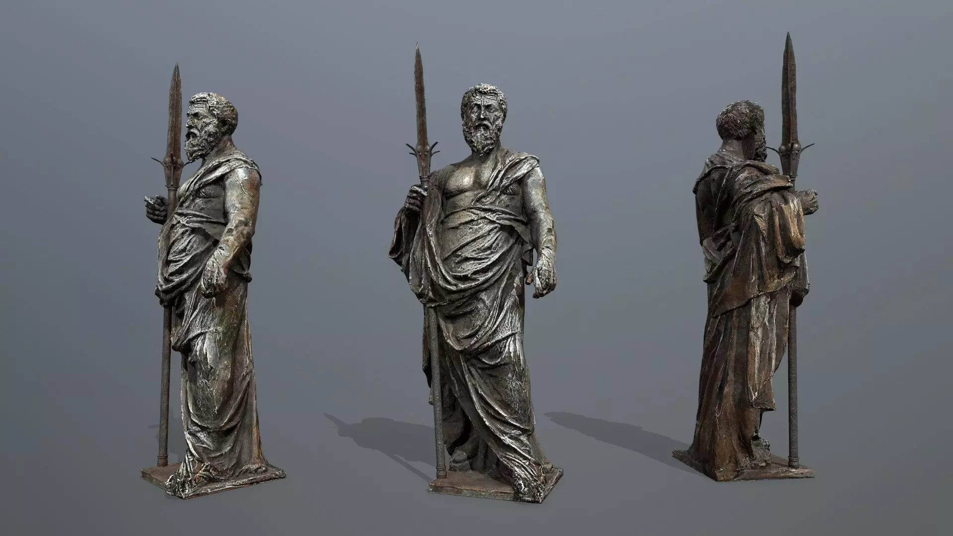 Man Statue Low-poly 3D model_0