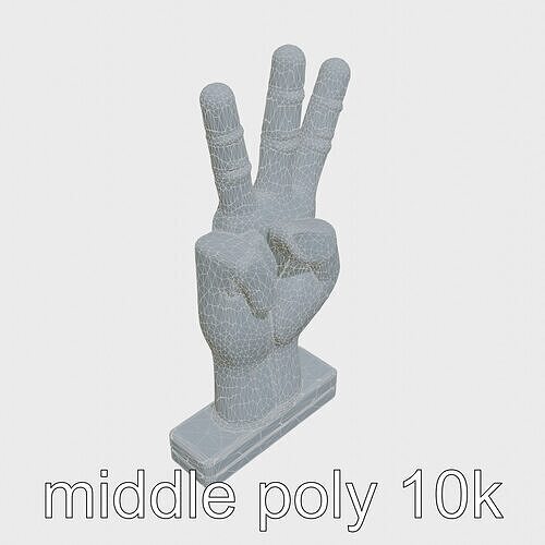 Victory Sign Hand Sculpture Realistic Detail Polished Finish Low-poly 3D model