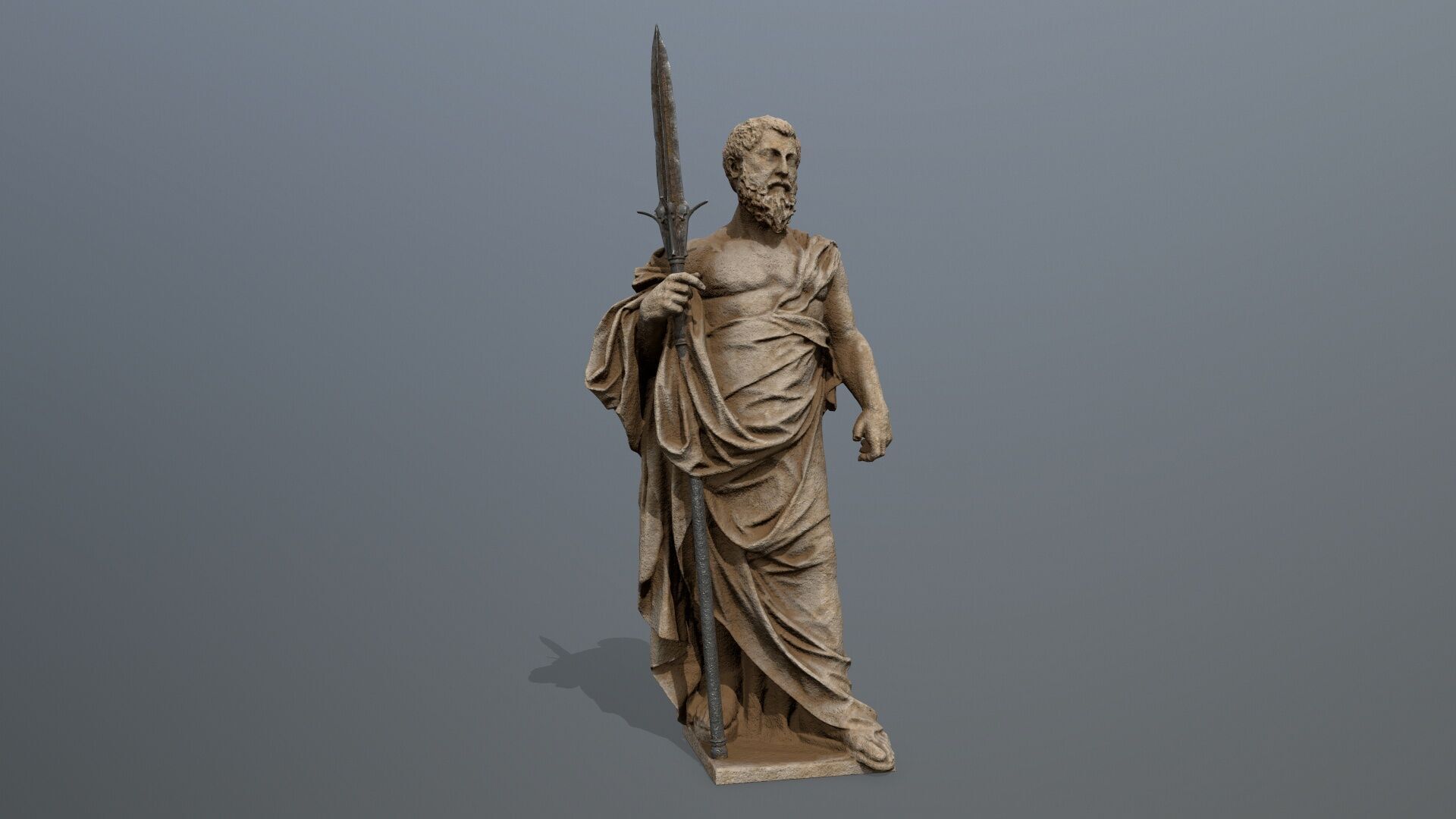 Man Statue Low-poly 3D model_4