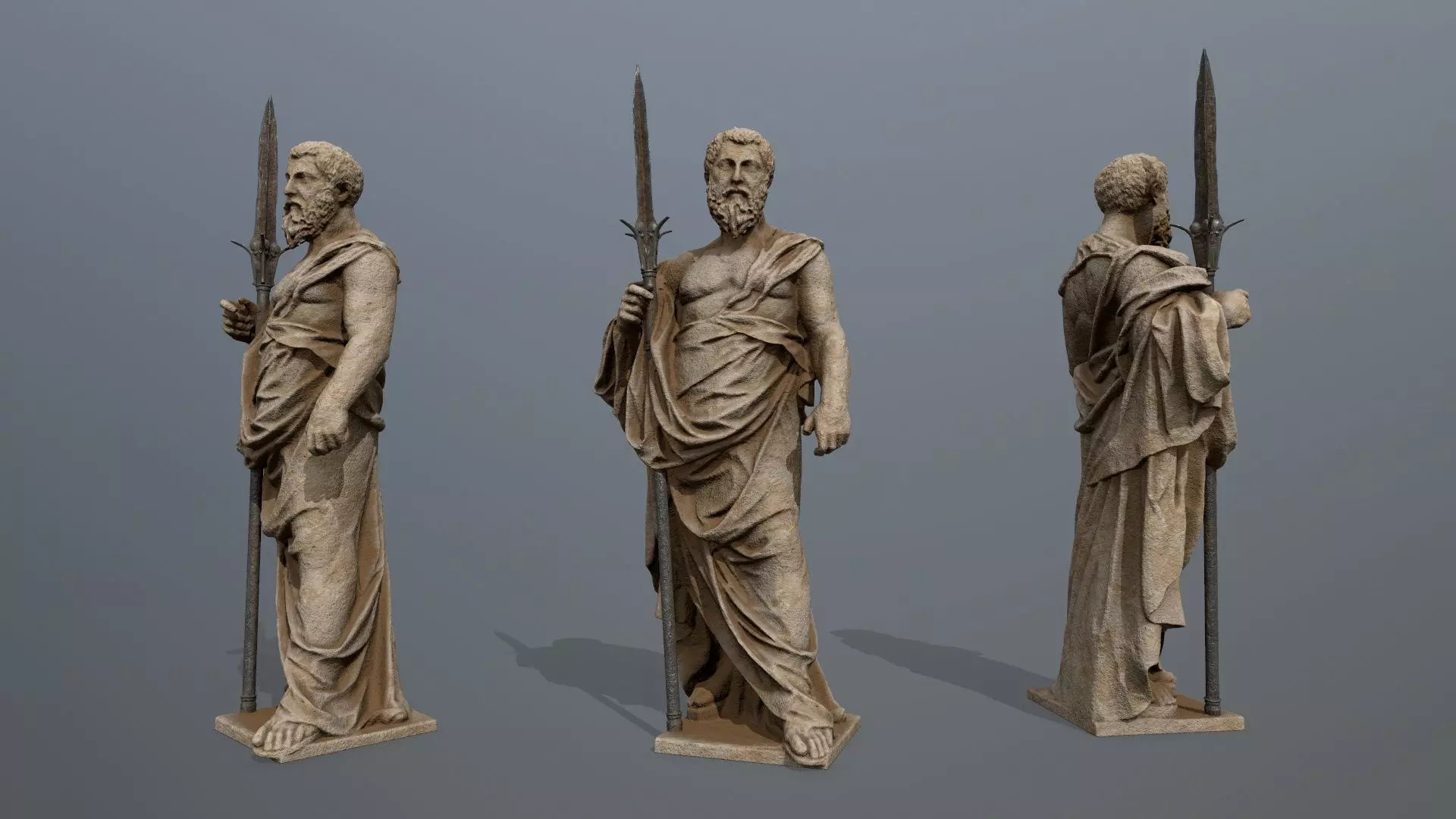 Man Statue Low-poly 3D model_0