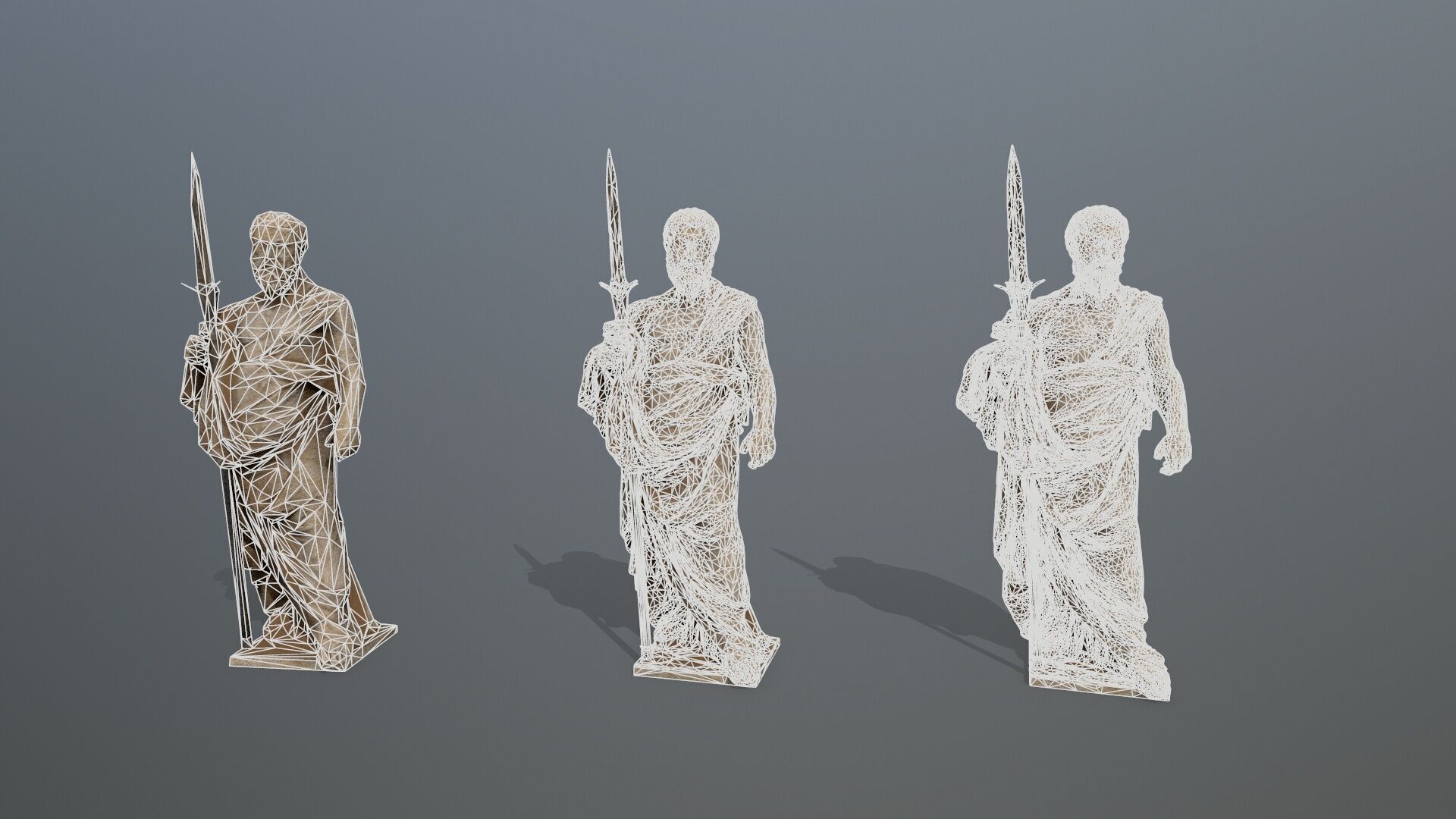 Man Statue Low-poly 3D model_13
