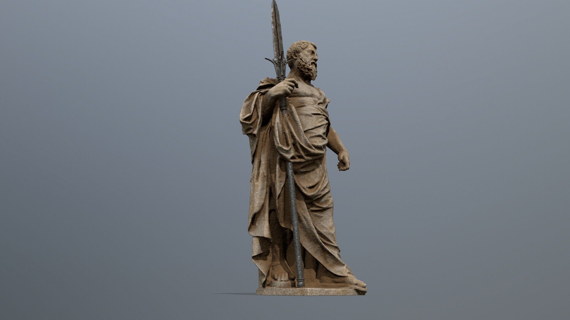 Man Statue Low-poly 3D model_2